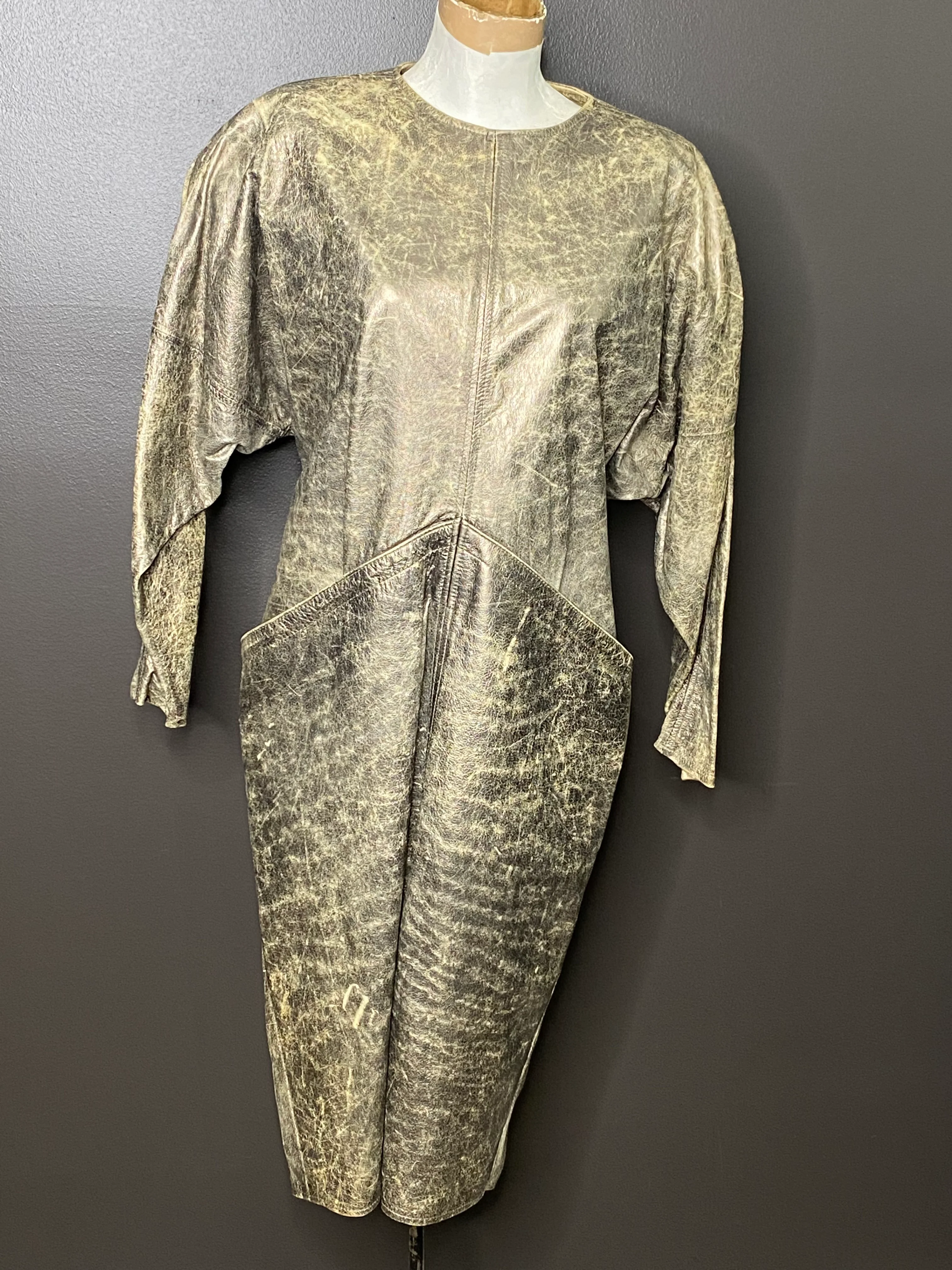 80s Metallic Leather Avant Garde Dress - Image 3