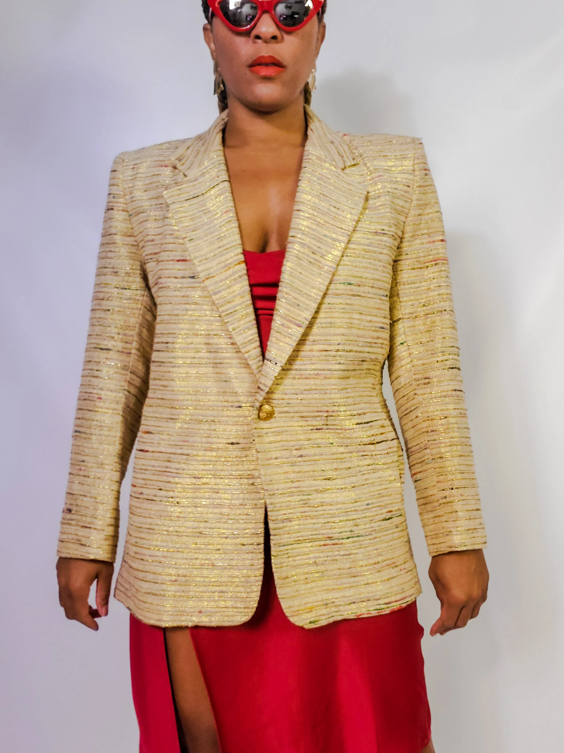 80s Metallic Tweed Blazer - Image 6