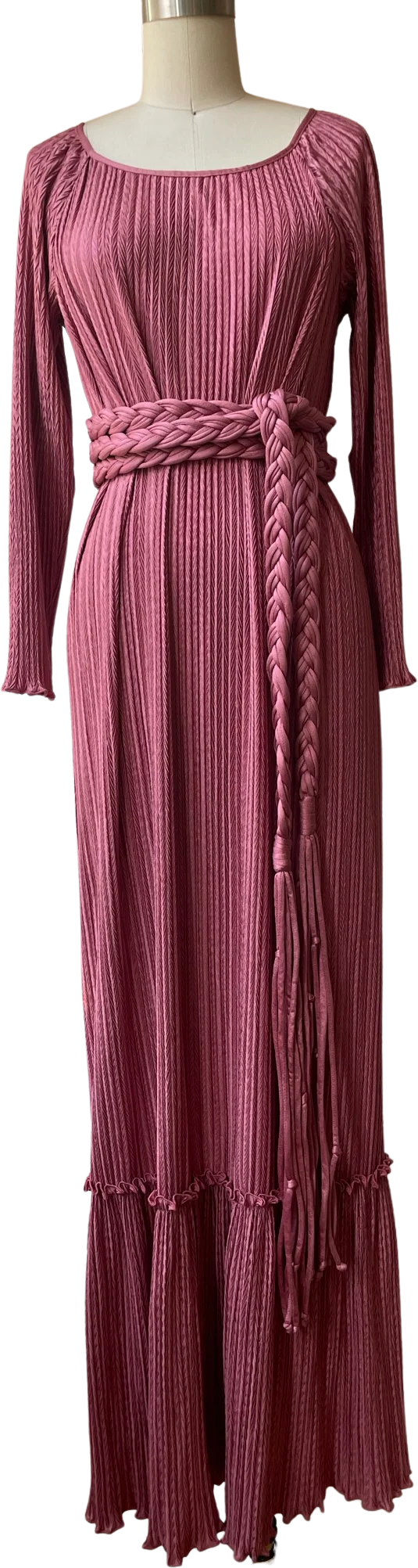 80s Micro Pleated Silk Gown By Mary McFadden - Image 3