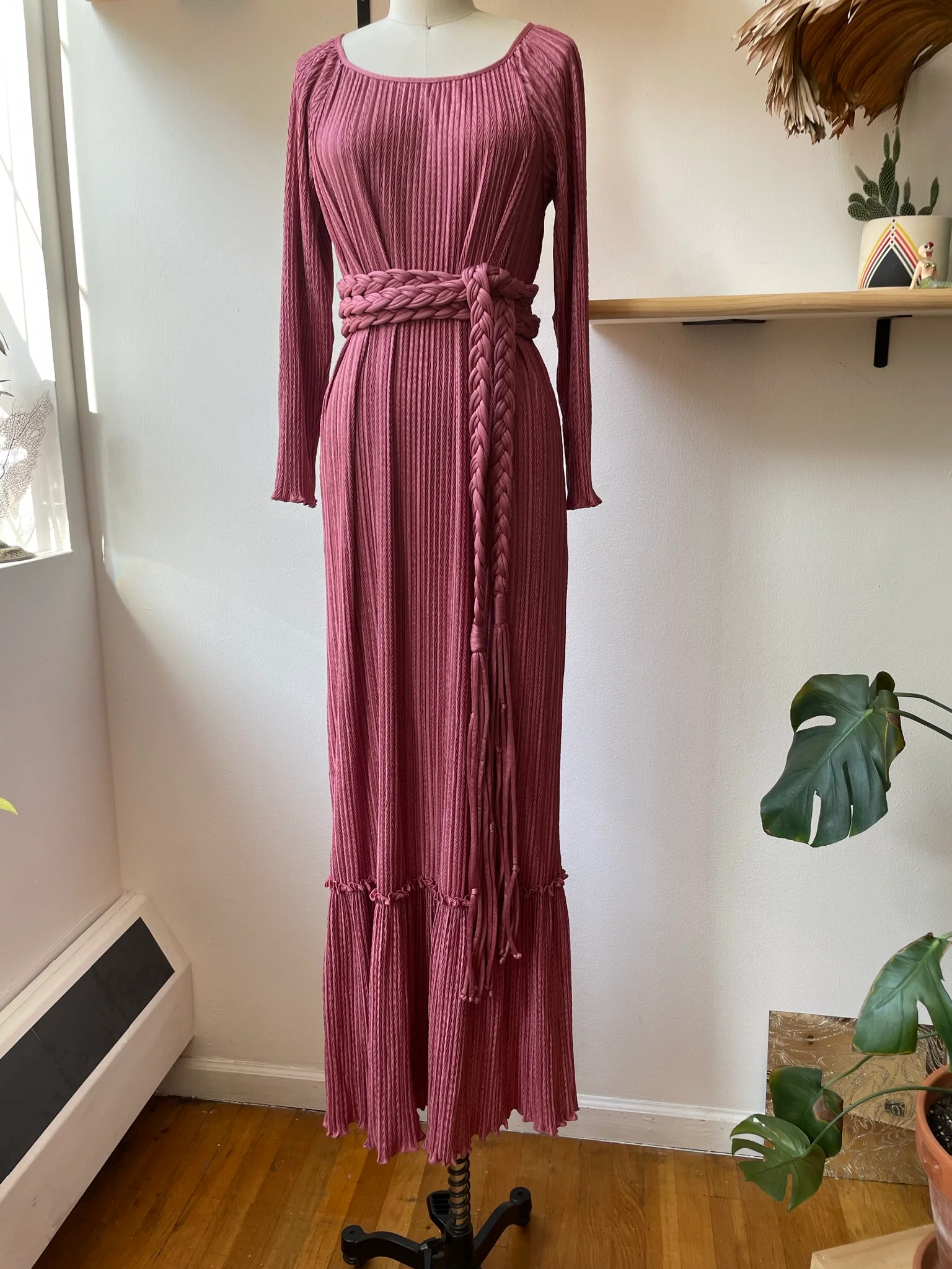 80s Micro Pleated Silk Gown By Mary McFadden - Image 4