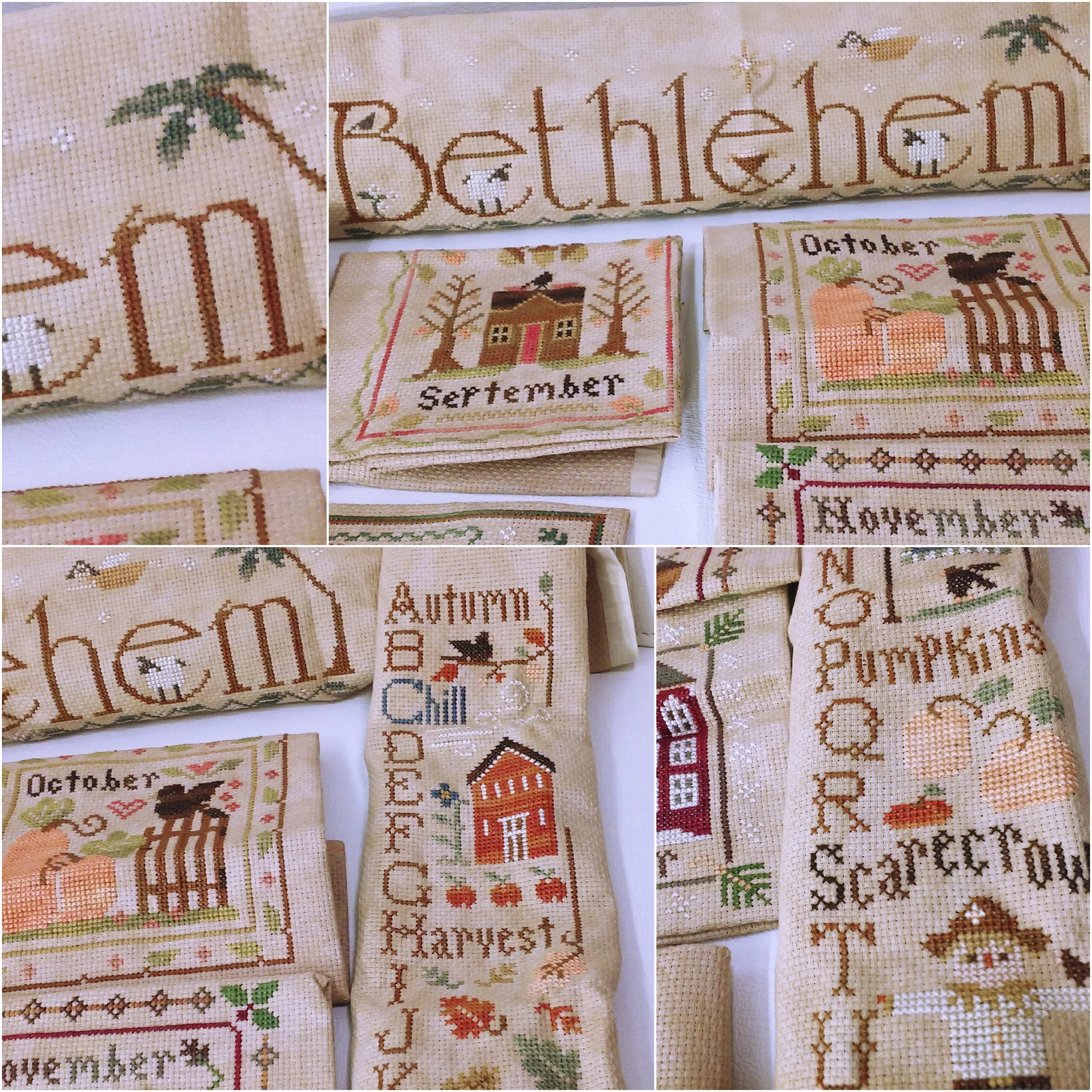 80s Mix Lot Of 10 Seasonal Kitsch Needlework Samplers - Image 8