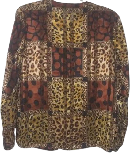 80s Mixed Animal Print Metallic Satin Blouse By Martinique - Image 2