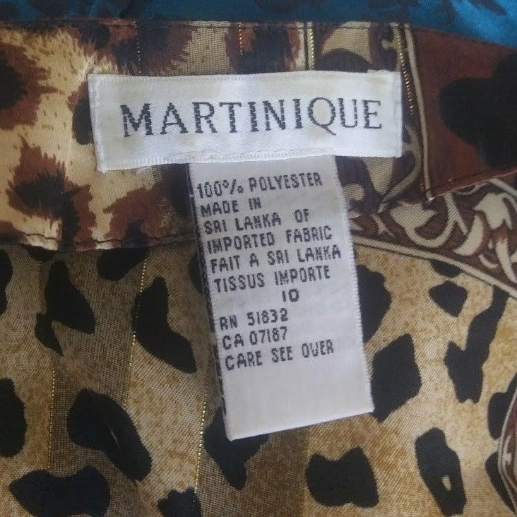 80s Mixed Animal Print Metallic Satin Blouse By Martinique - Image 4