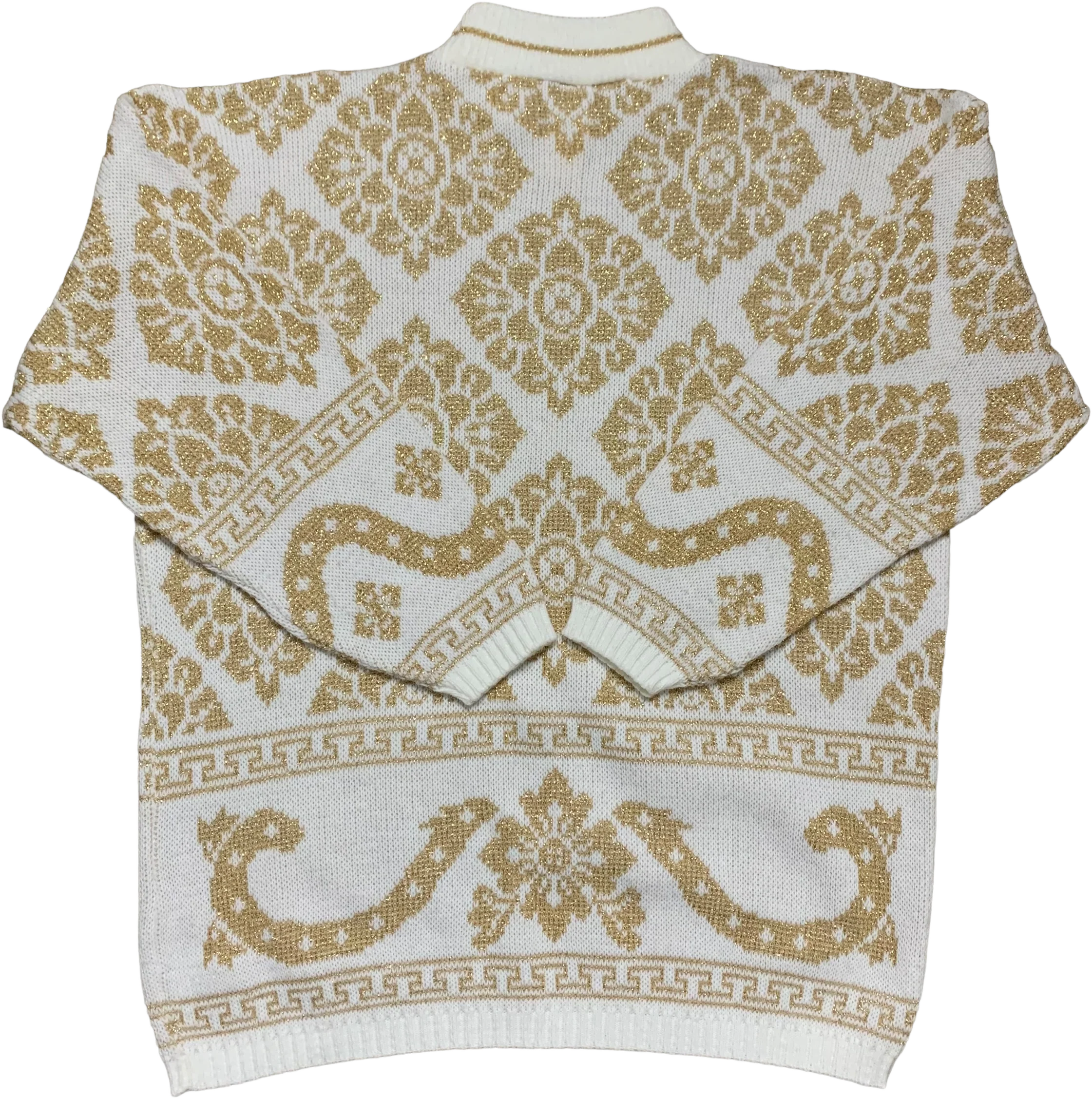 80s Mock Neck Chunky Sweater With Gold Threading by Dana Scott - Image 2