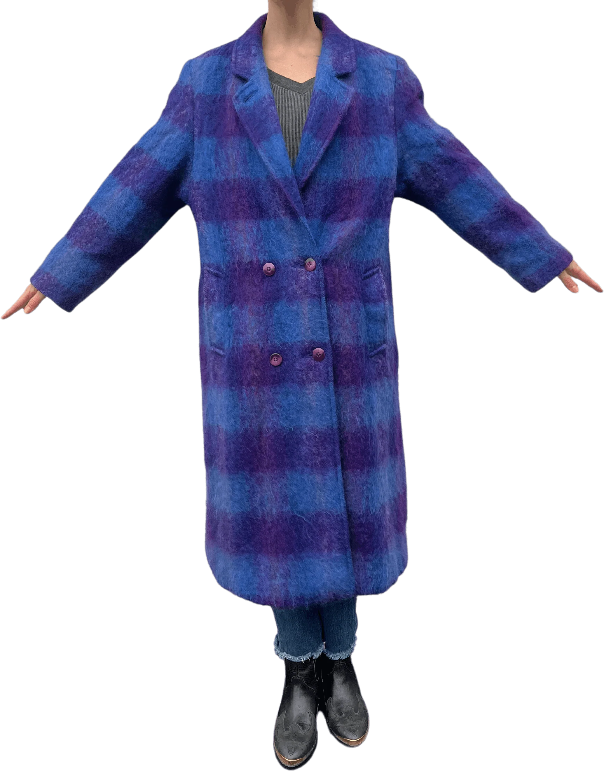 80s Mohair Fuzzy Wool Maxi Coat by Rice