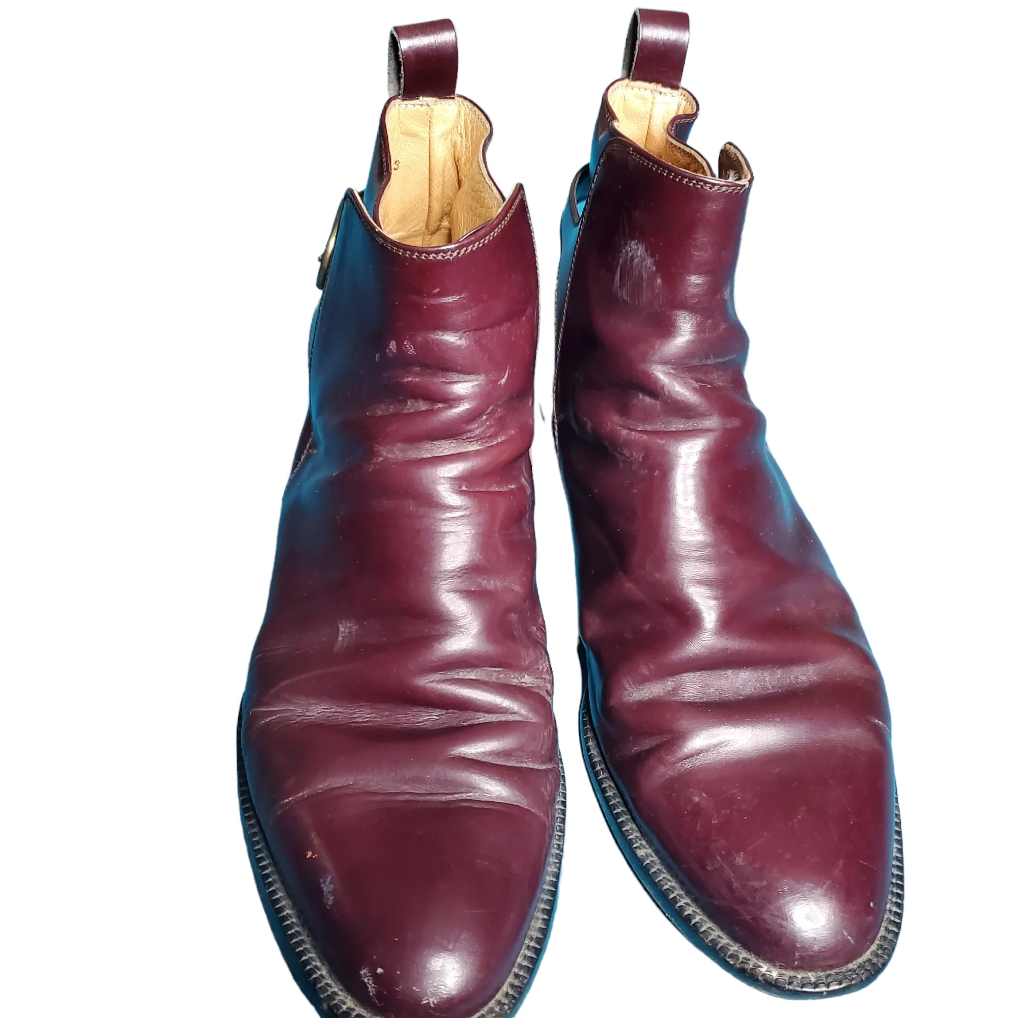80s Mulberry Red Leather Buckle Ankle Chelsea Boot By Perla - Image 6