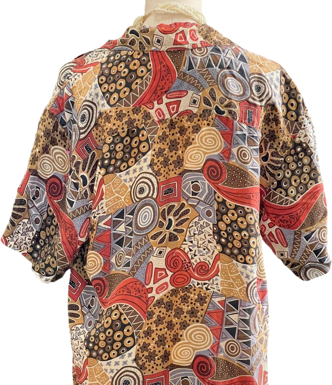 80s Multi- Colored 100% Silk Abstract Button Up - Image 2