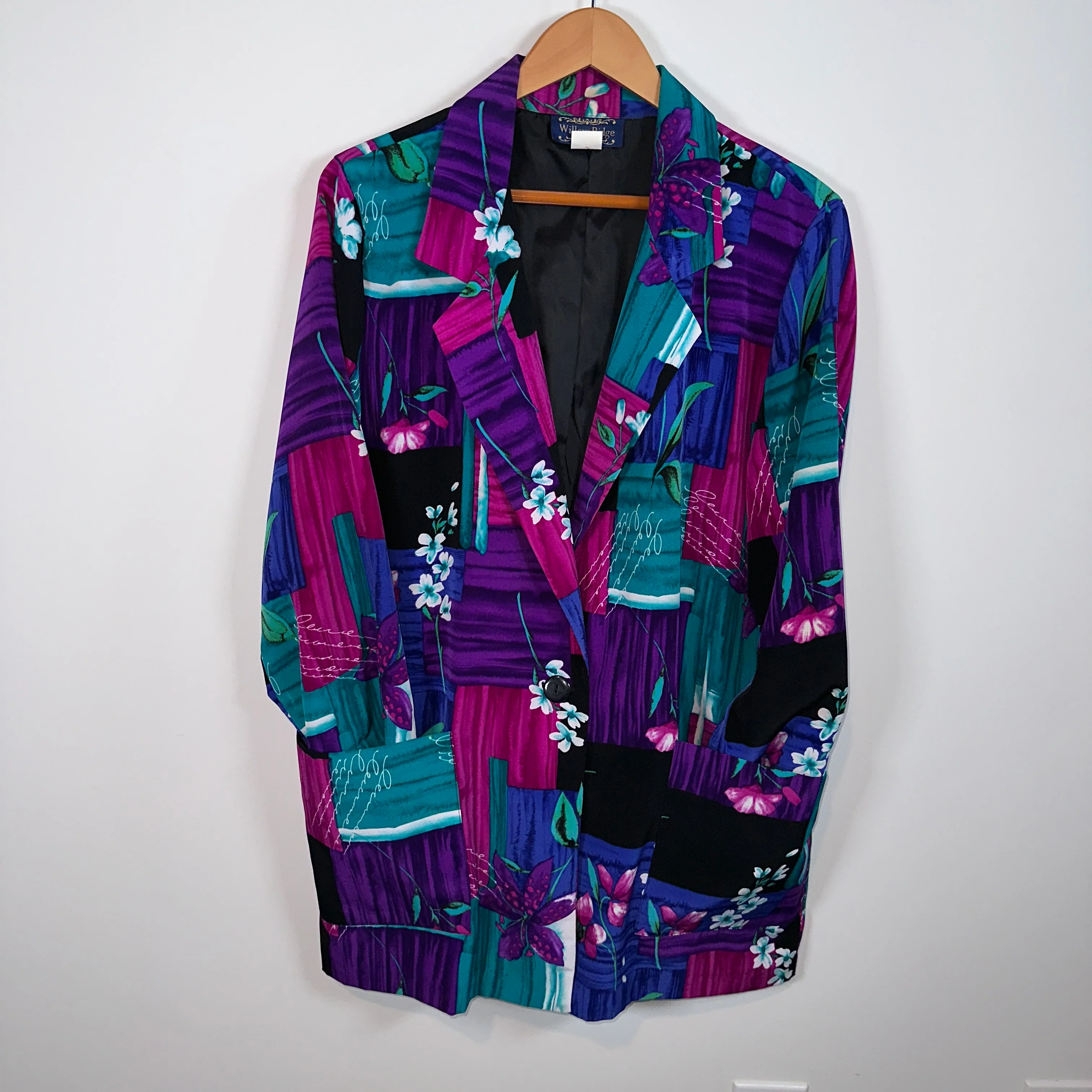 80s Multicolor Floral Abstract Print Blazer Jacket By Willow Ridge - Image 3