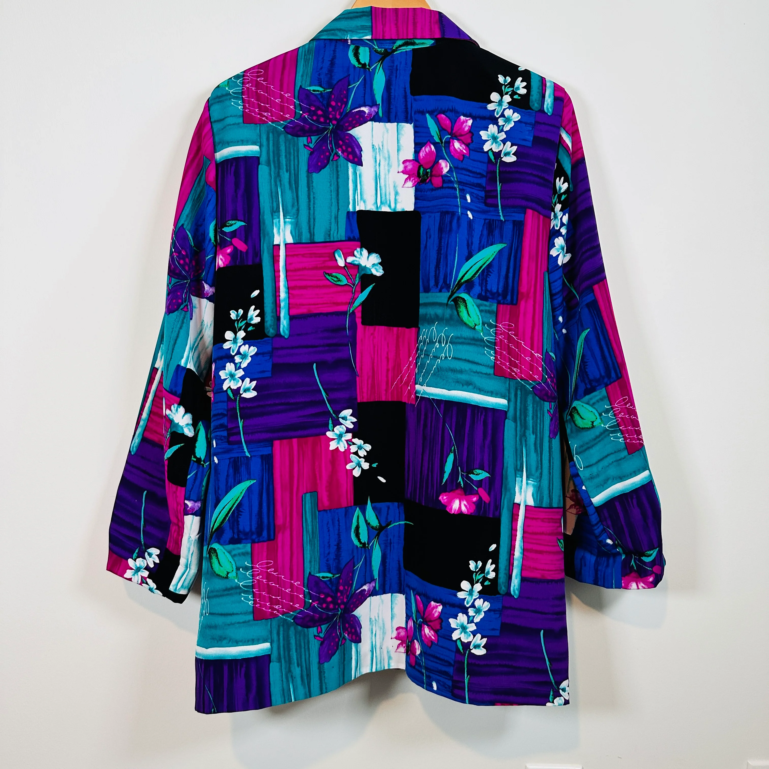 80s Multicolor Floral Abstract Print Blazer Jacket By Willow Ridge - Image 4