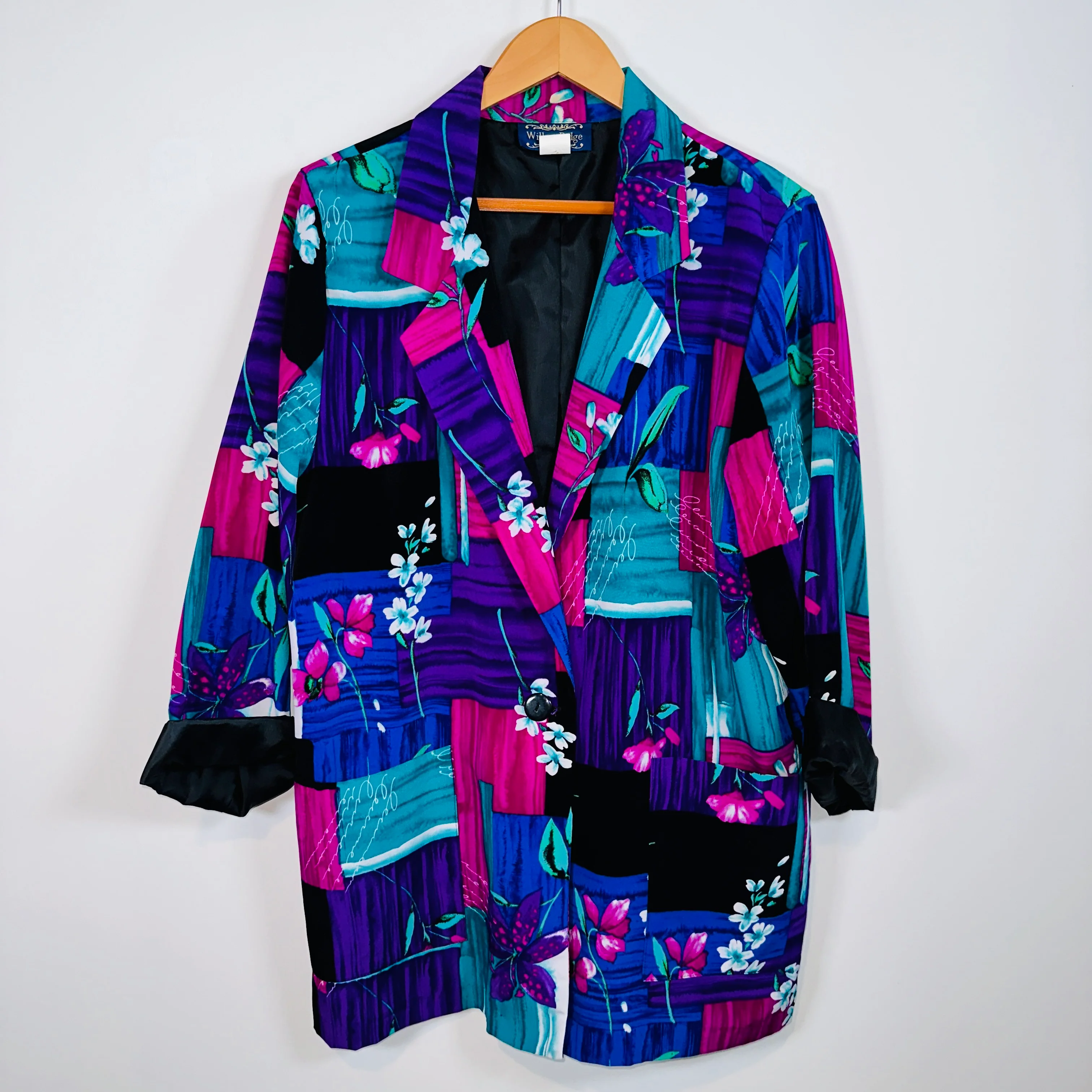 80s Multicolor Floral Abstract Print Blazer Jacket By Willow Ridge - Image 5