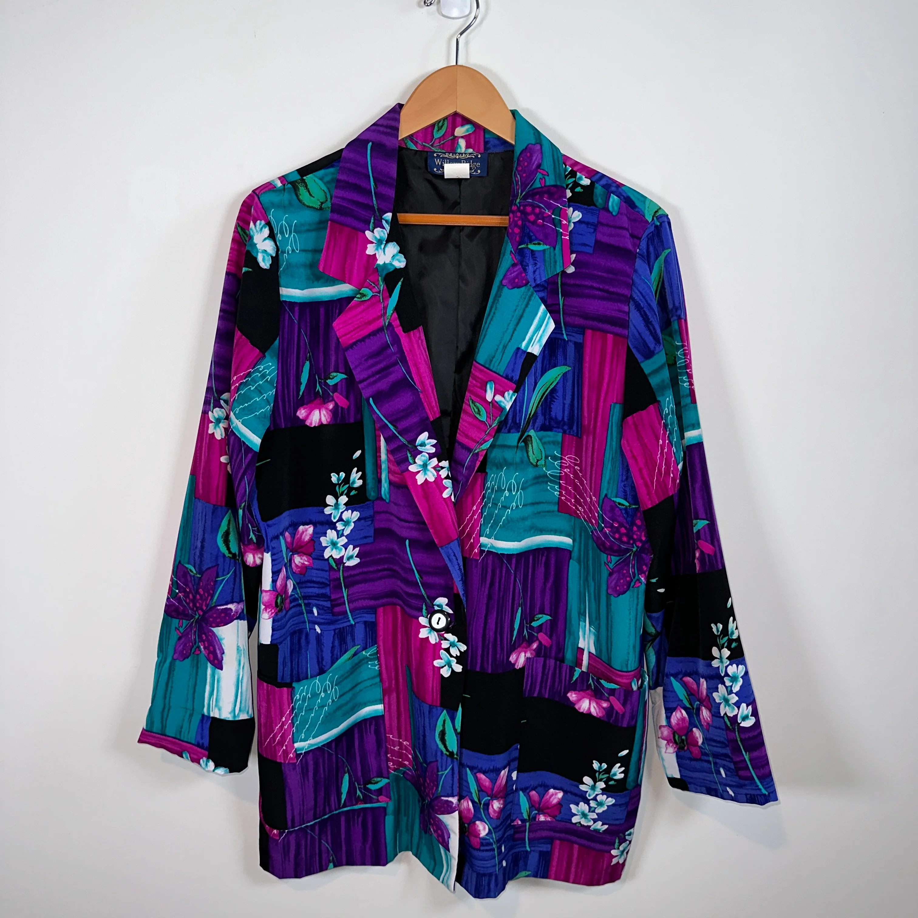80s Multicolor Floral Abstract Print Blazer Jacket By Willow Ridge - Image 6