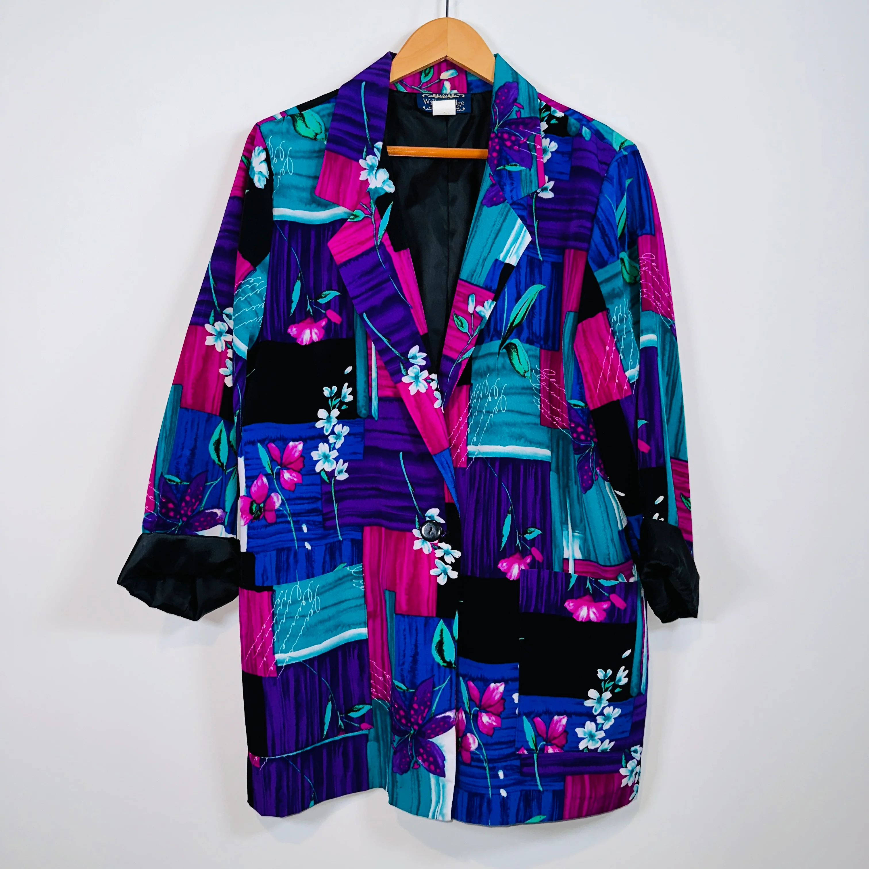 80s Multicolor Floral Abstract Print Blazer Jacket By Willow Ridge - Image 7