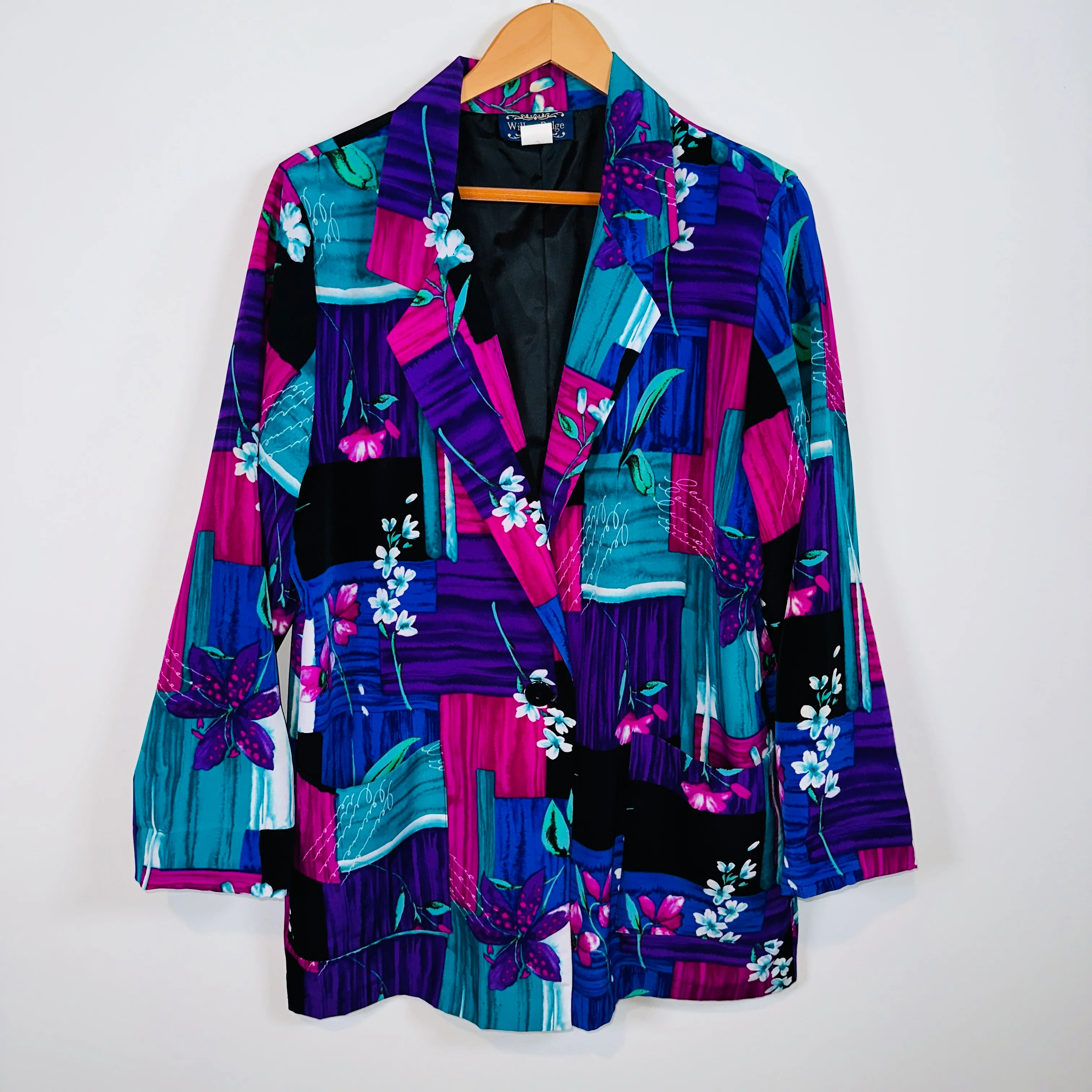 80s Multicolor Floral Abstract Print Blazer Jacket By Willow Ridge - Image 8