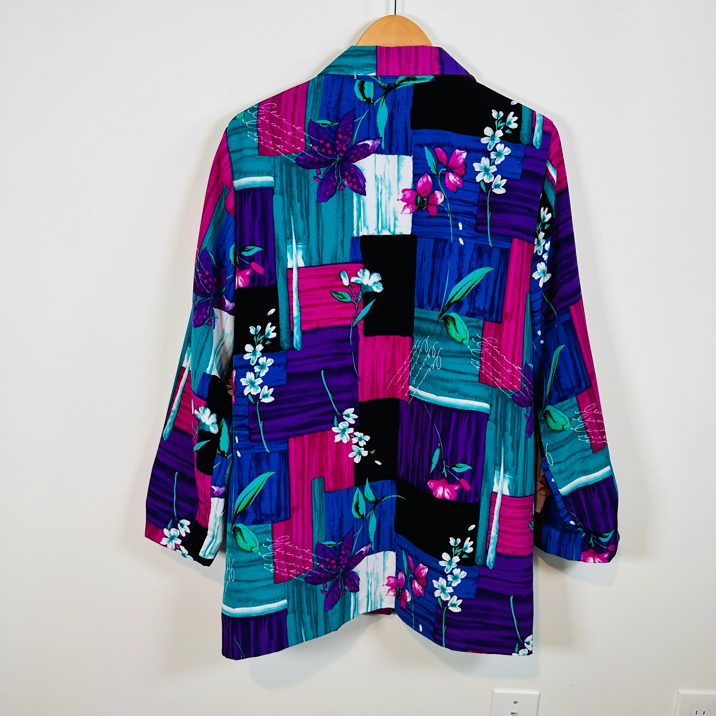 80s Multicolor Floral Abstract Print Blazer Jacket By Willow Ridge - Image 9