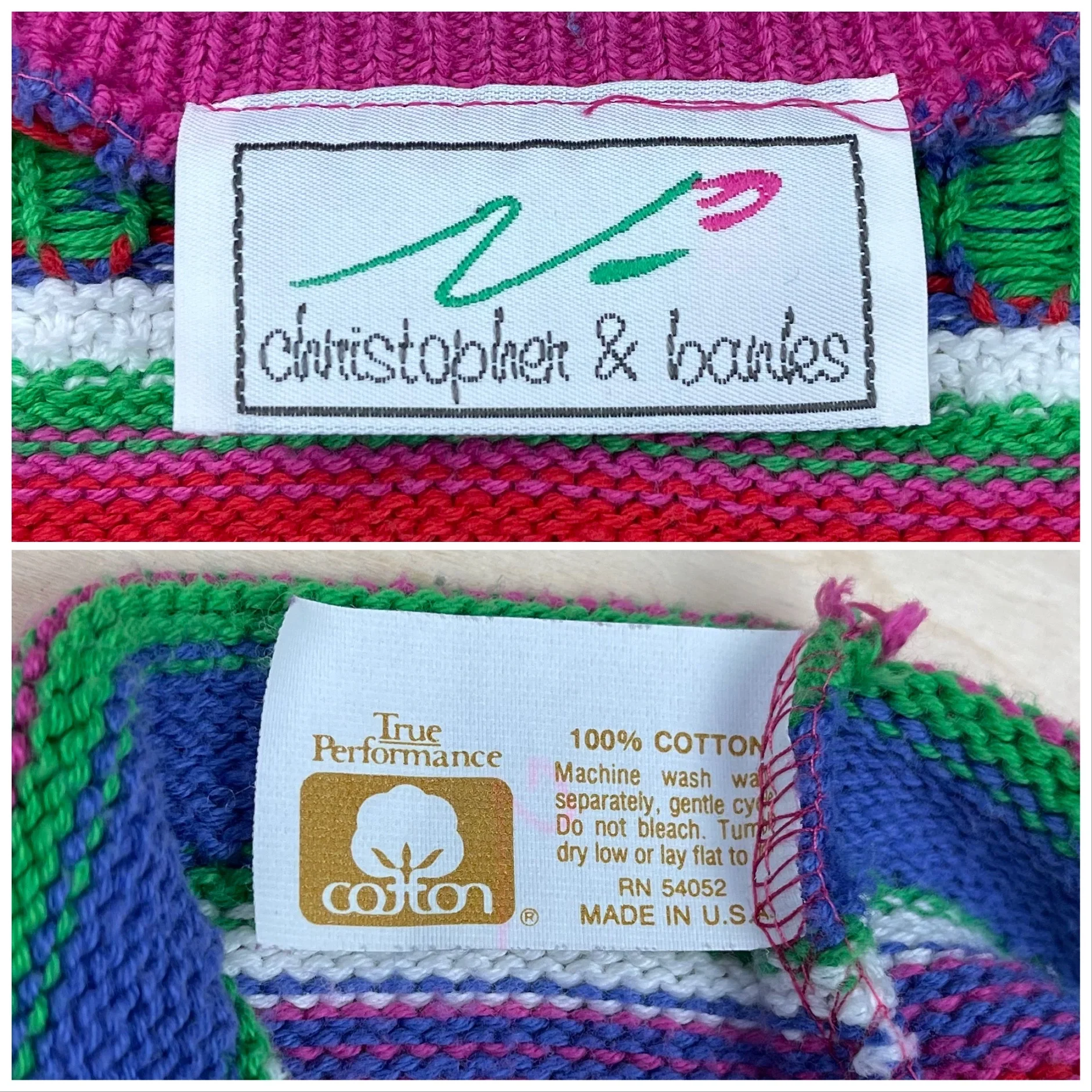 80s Multicolor Floral And Stripe Cotton Cardigan By Christopher and Banks - Image 6