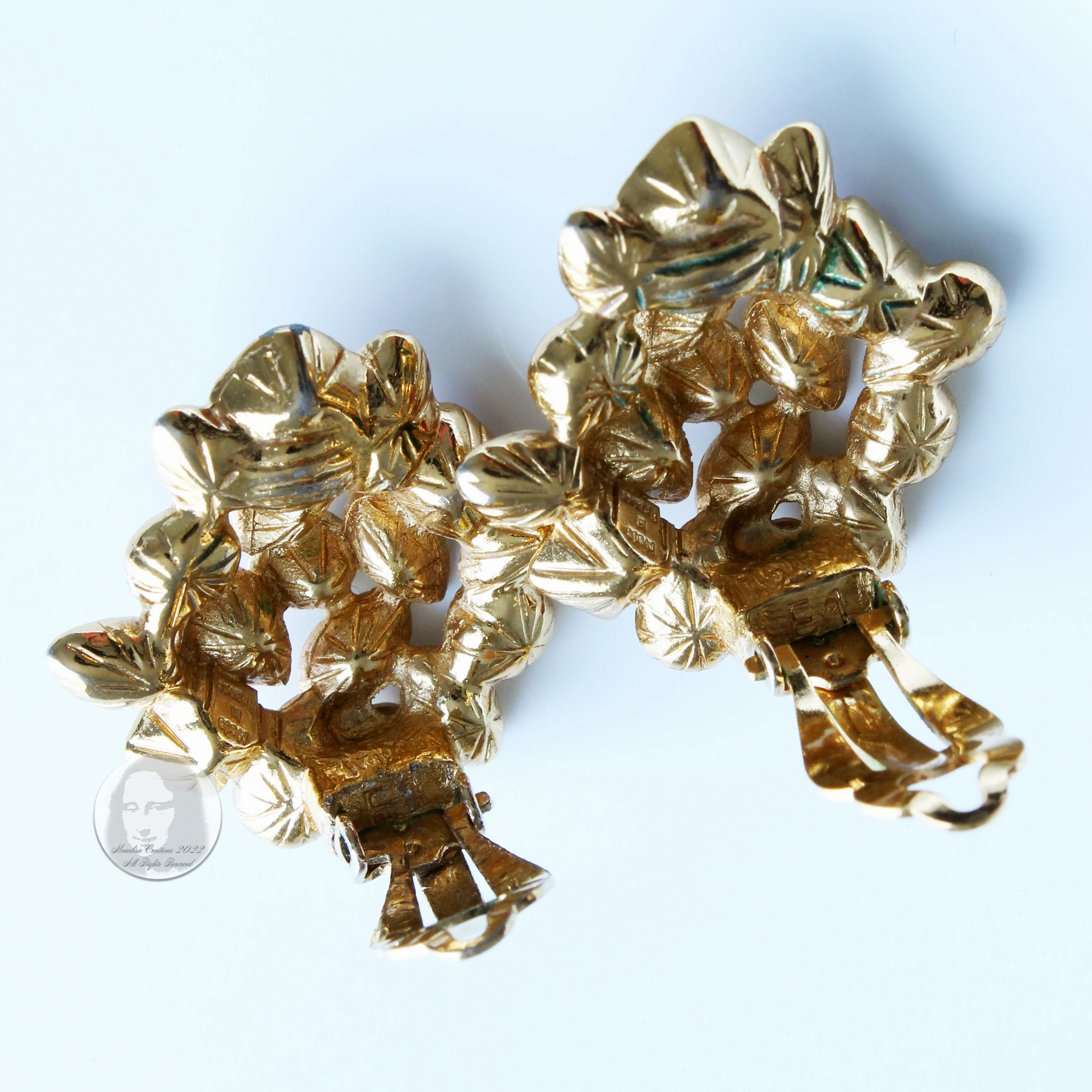 80s Multicolor Glass Earrings Clip Style Rhinestones By Yves Saint Laurent - Image 9