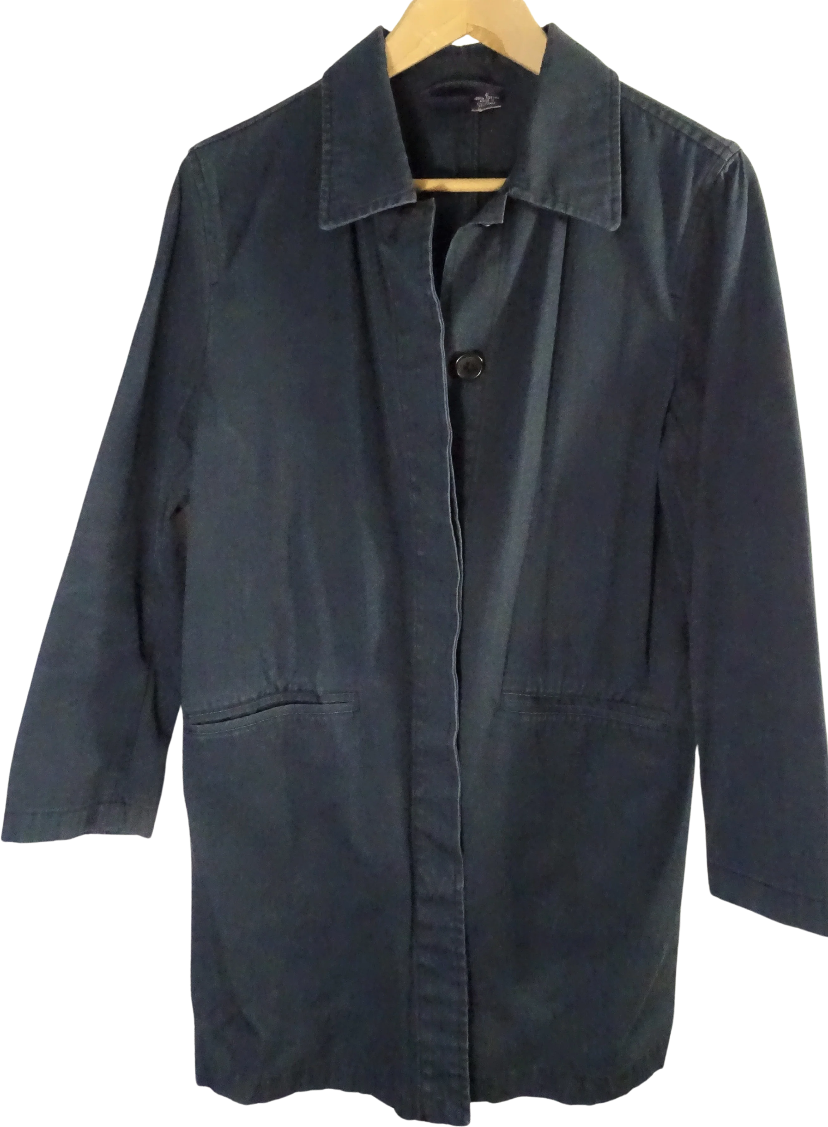 80s Navy Blue Farm Barn Jacket Short Trench Coat By The Gap