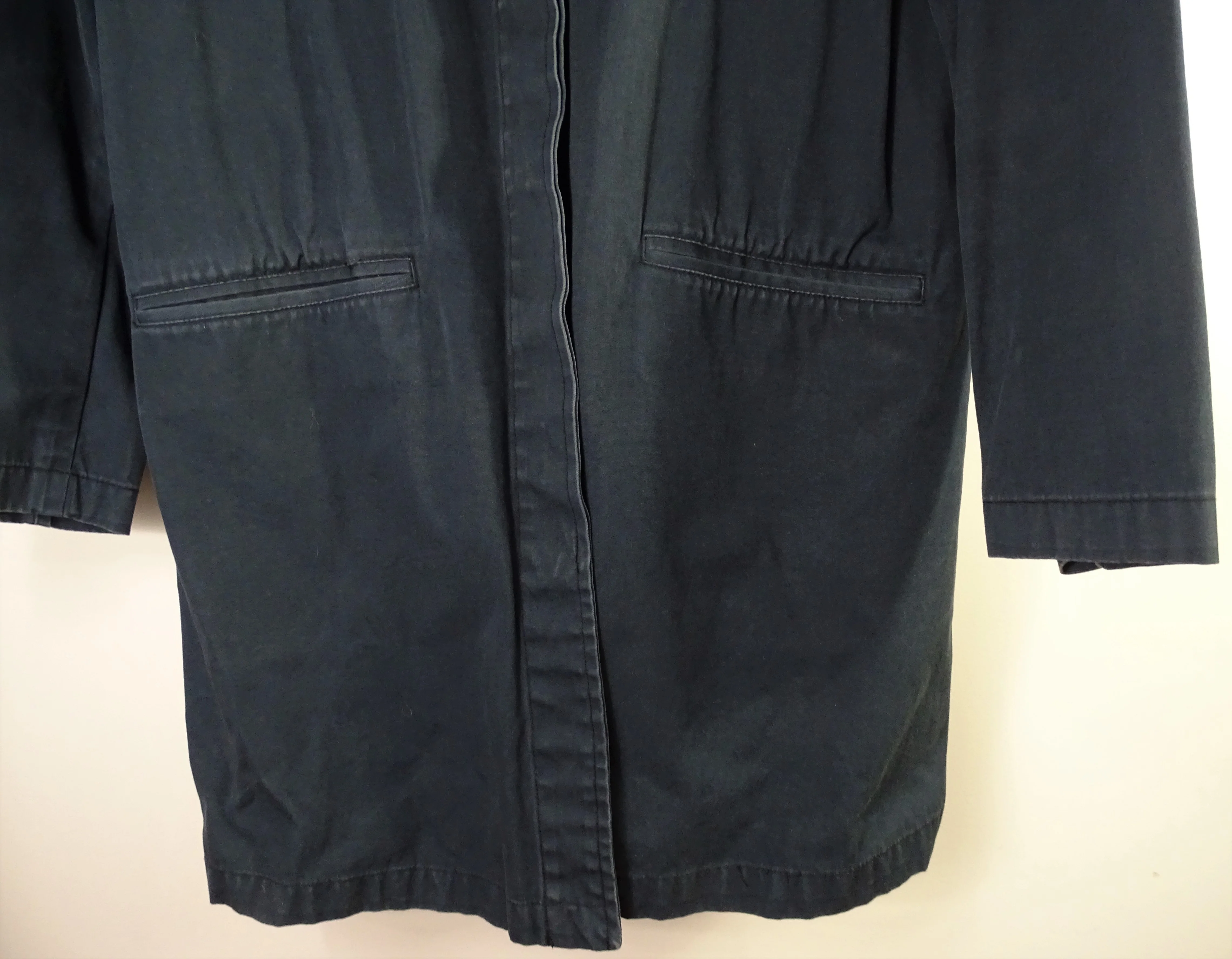 80s Navy Blue Farm Barn Jacket Short Trench Coat By The Gap - Image 5