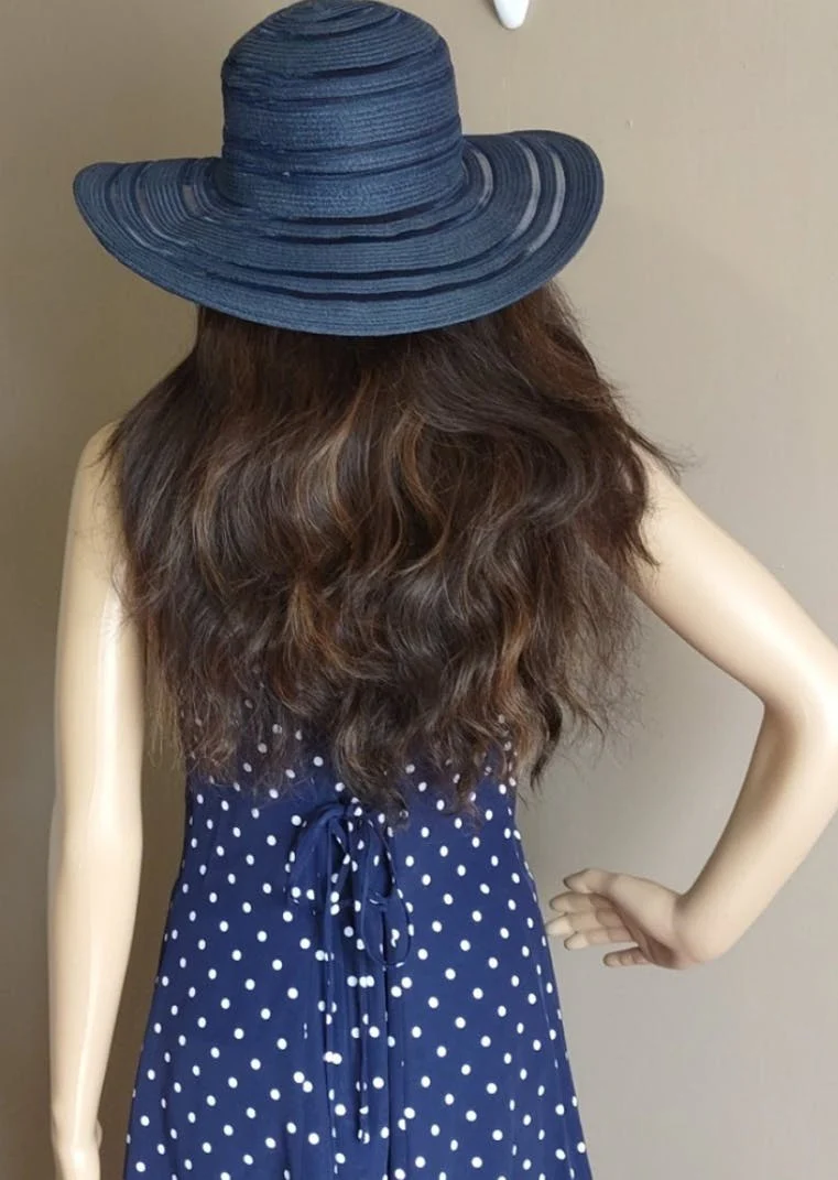 80's Navy Blue Polka Dot Midi Dress by My Michelle - Image 6