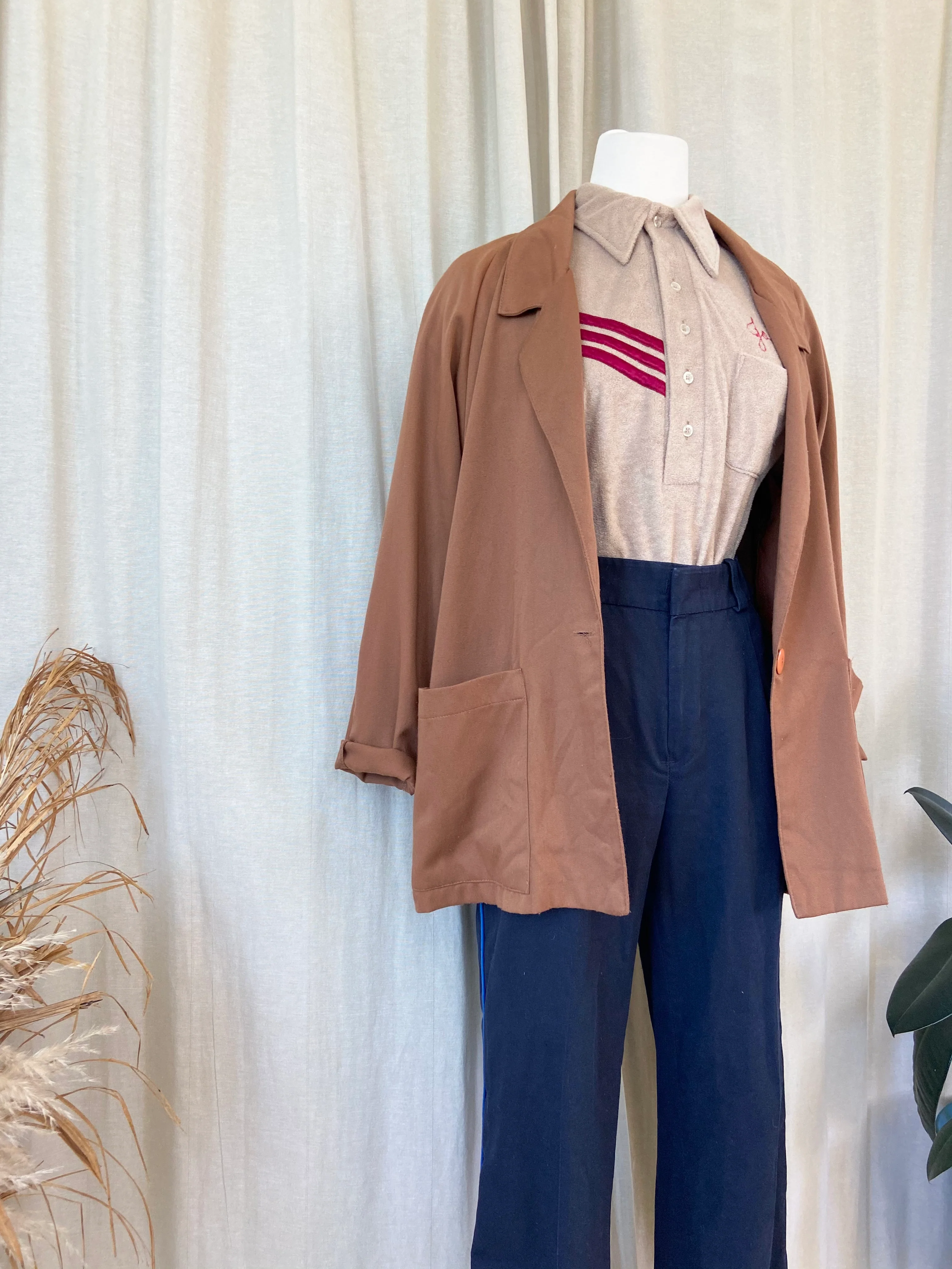 80s Navy Fatigue Pant Contarst Side Stripe Highrise - Image 9