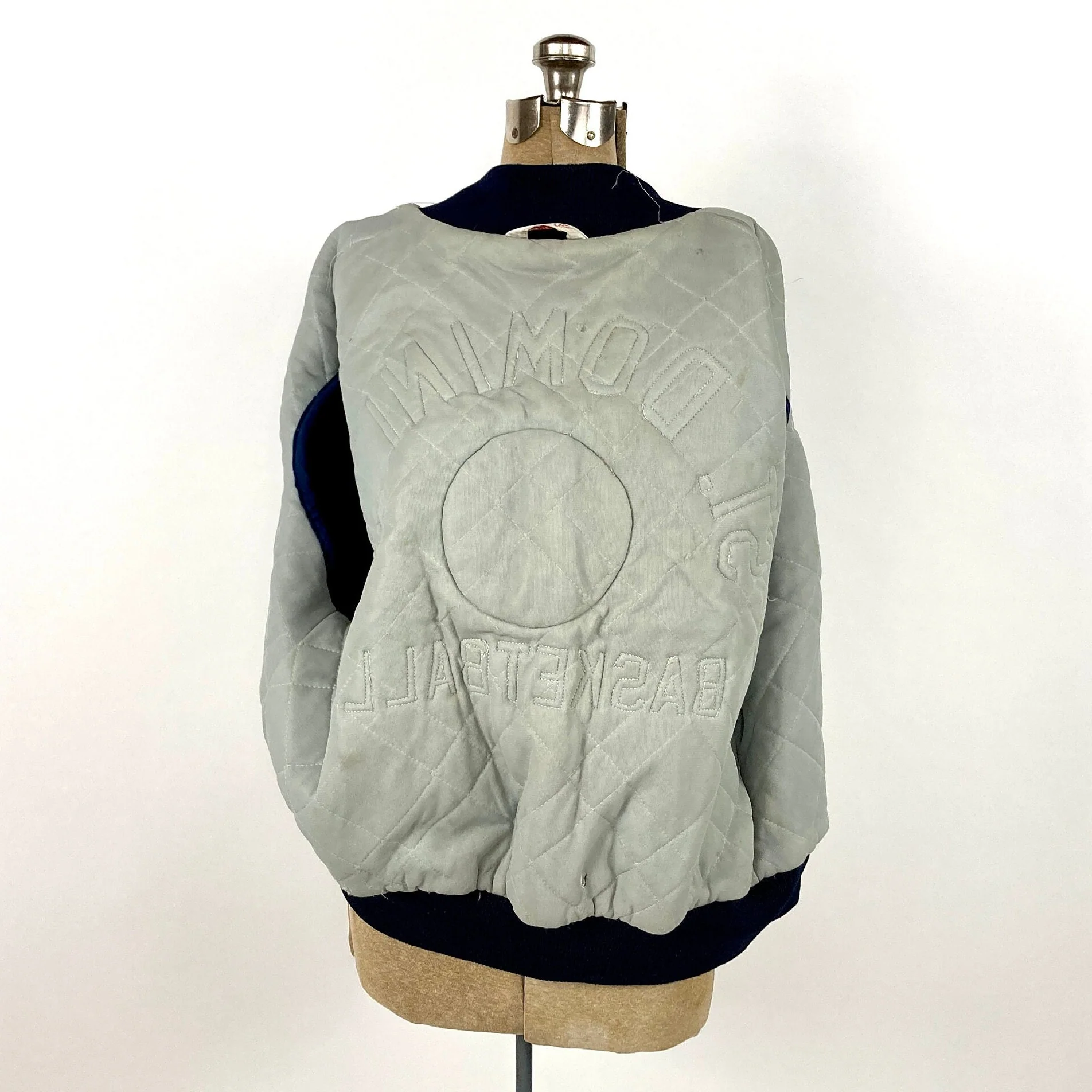 80s Navy Varsity Letterman Jacket Preppy Pockets Wool Snap Cardigan Vest St. Dominics School Basketball Empire Vintage Bomber Jacket by Empire - Image 3