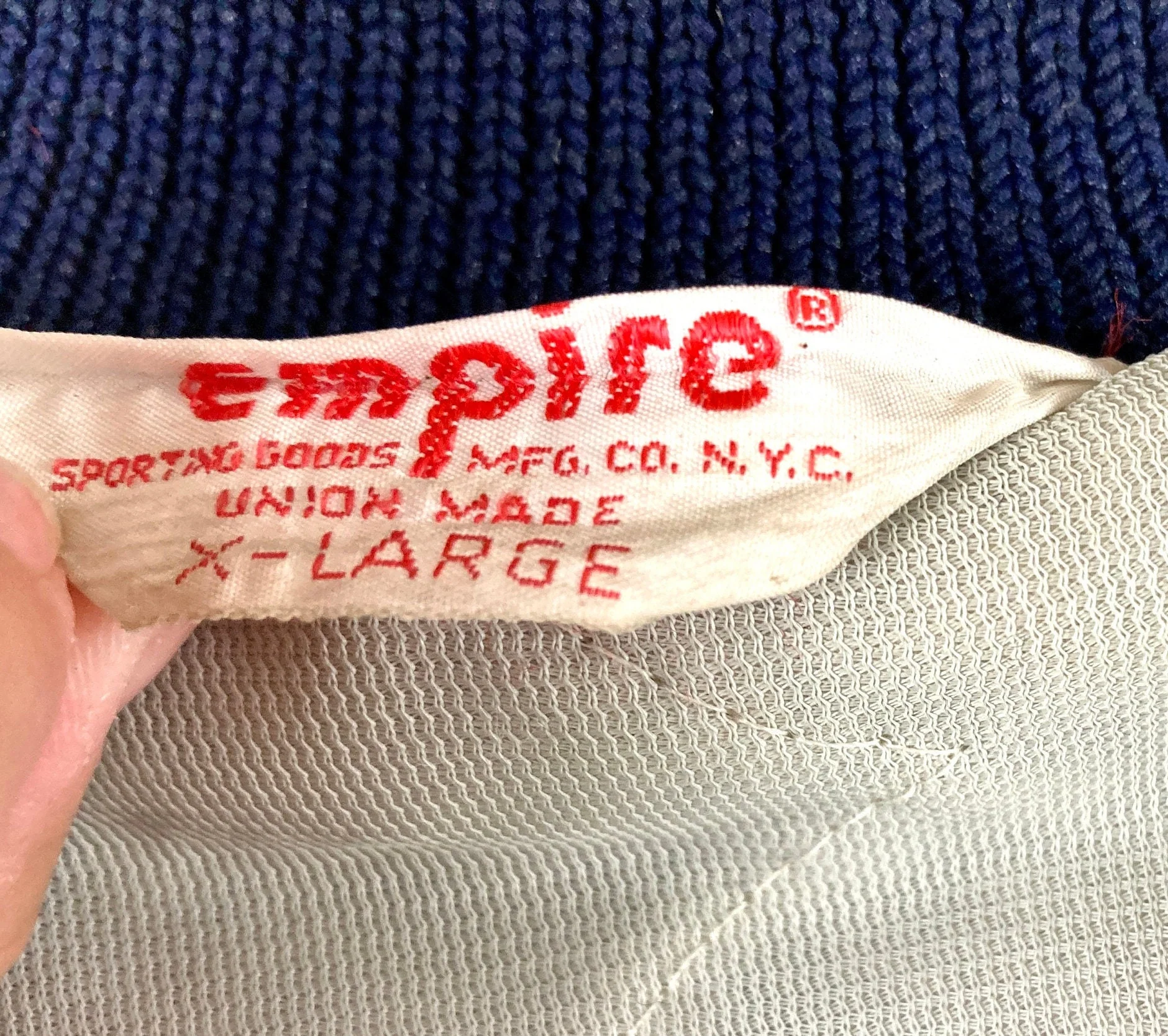 80s Navy Varsity Letterman Jacket Preppy Pockets Wool Snap Cardigan Vest St. Dominics School Basketball Empire Vintage Bomber Jacket by Empire - Image 5