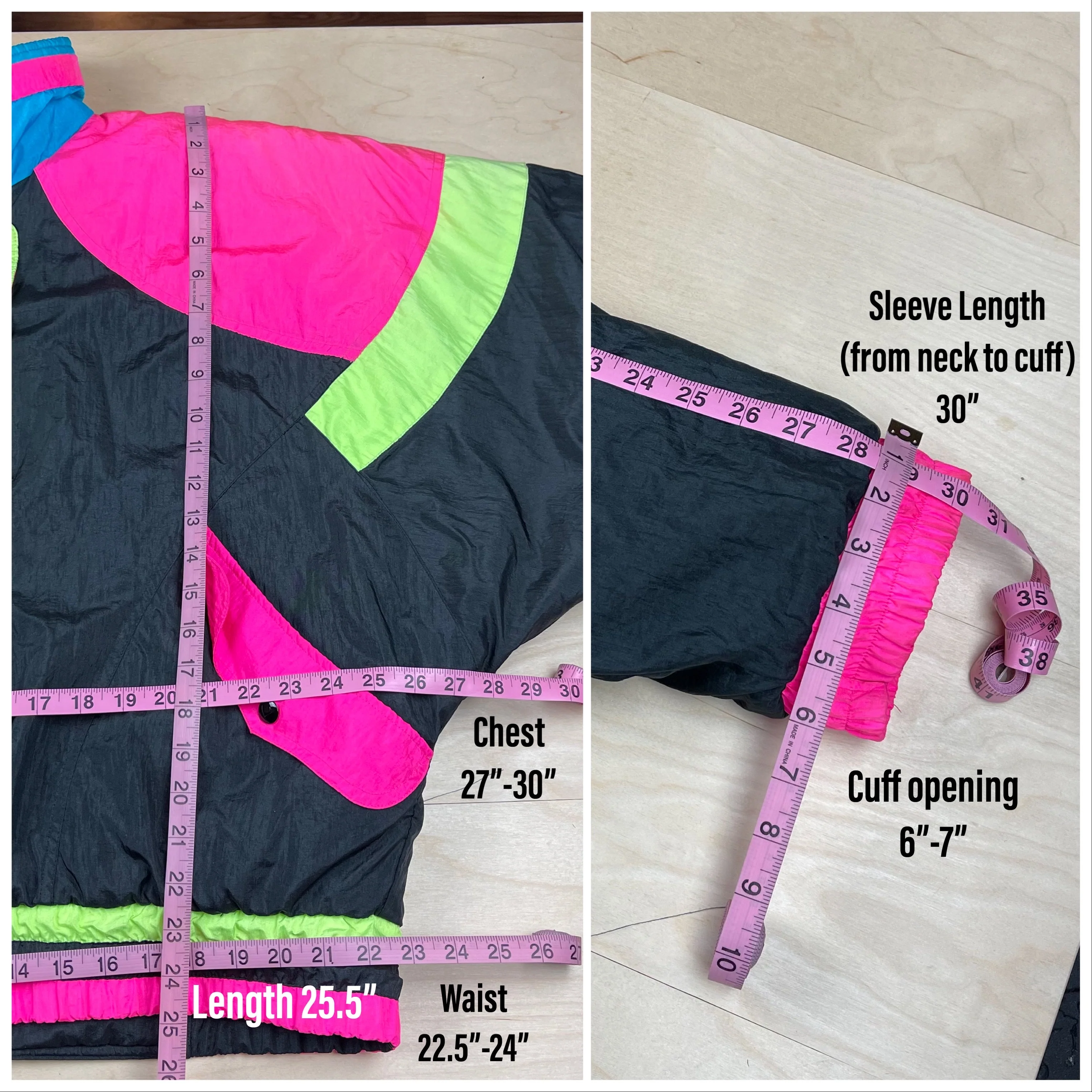 80s Neon Dolman Sleeve Winter Jacket By East West - Image 9