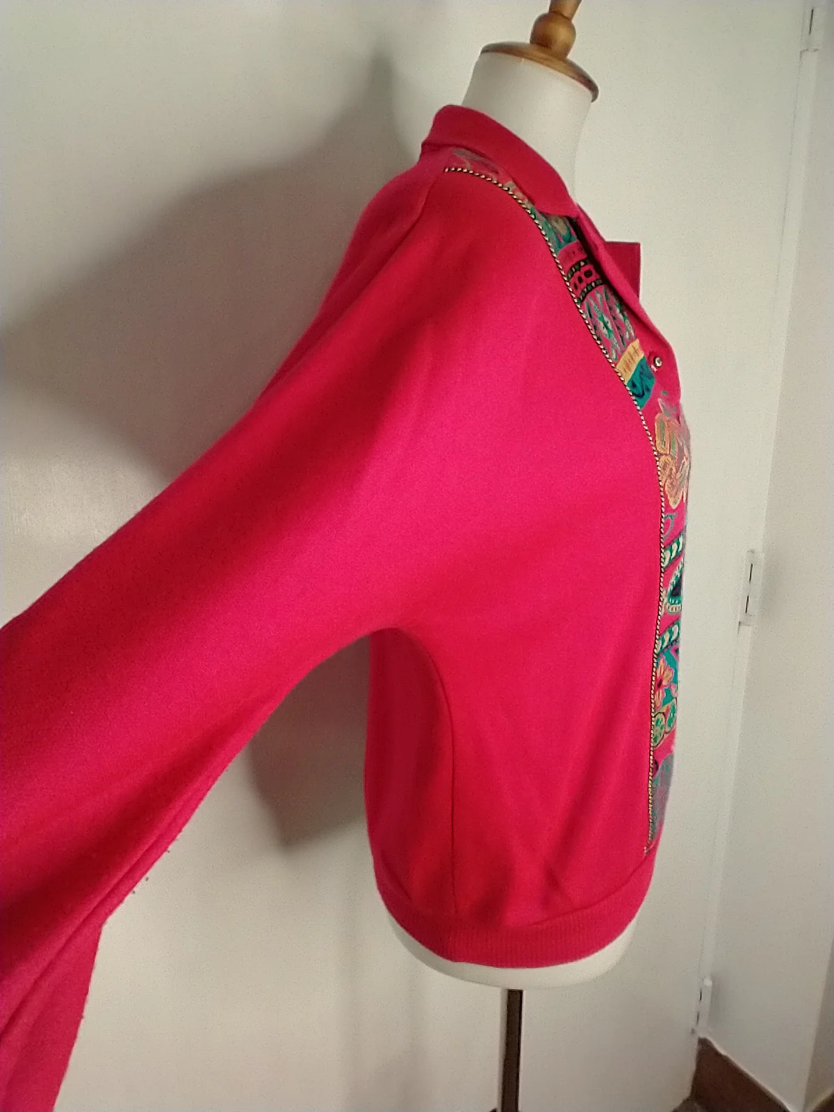 80s Neon Magenta And Gold Knit Top By Graff - Image 6