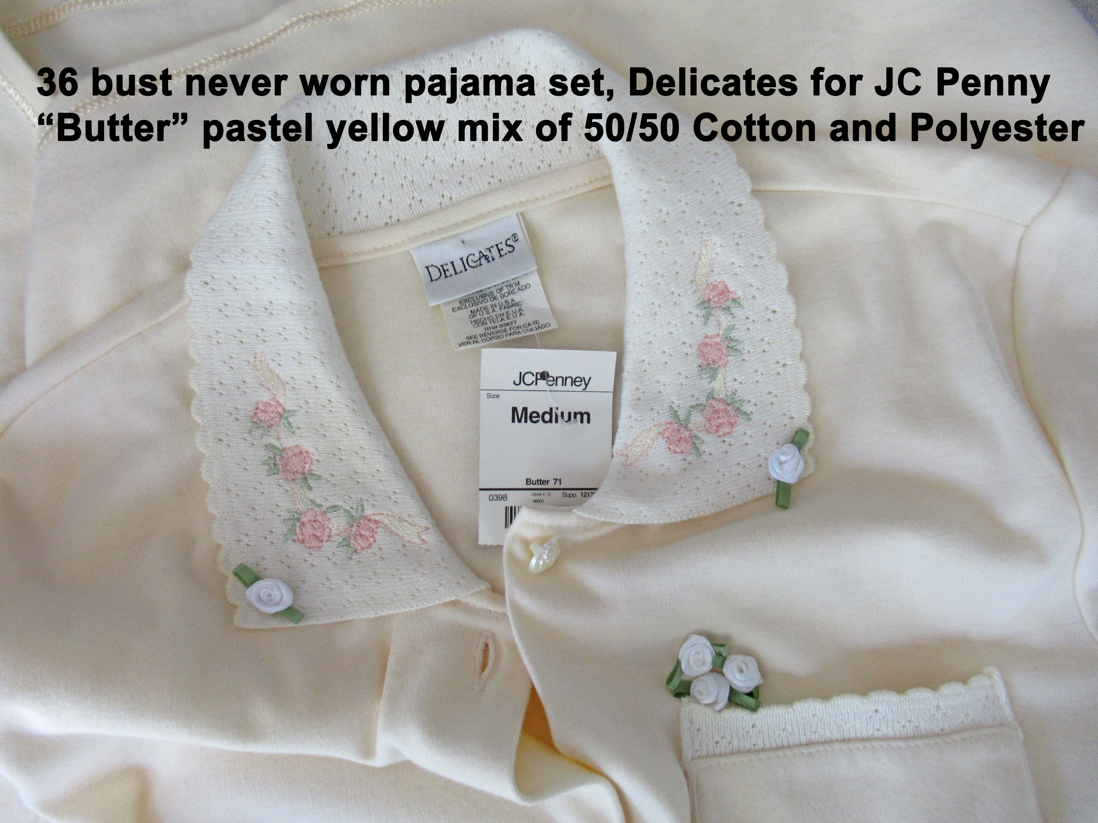 80s Never Worn Short Sleeve Pajama Set Long Pants By Delicates - Image 2