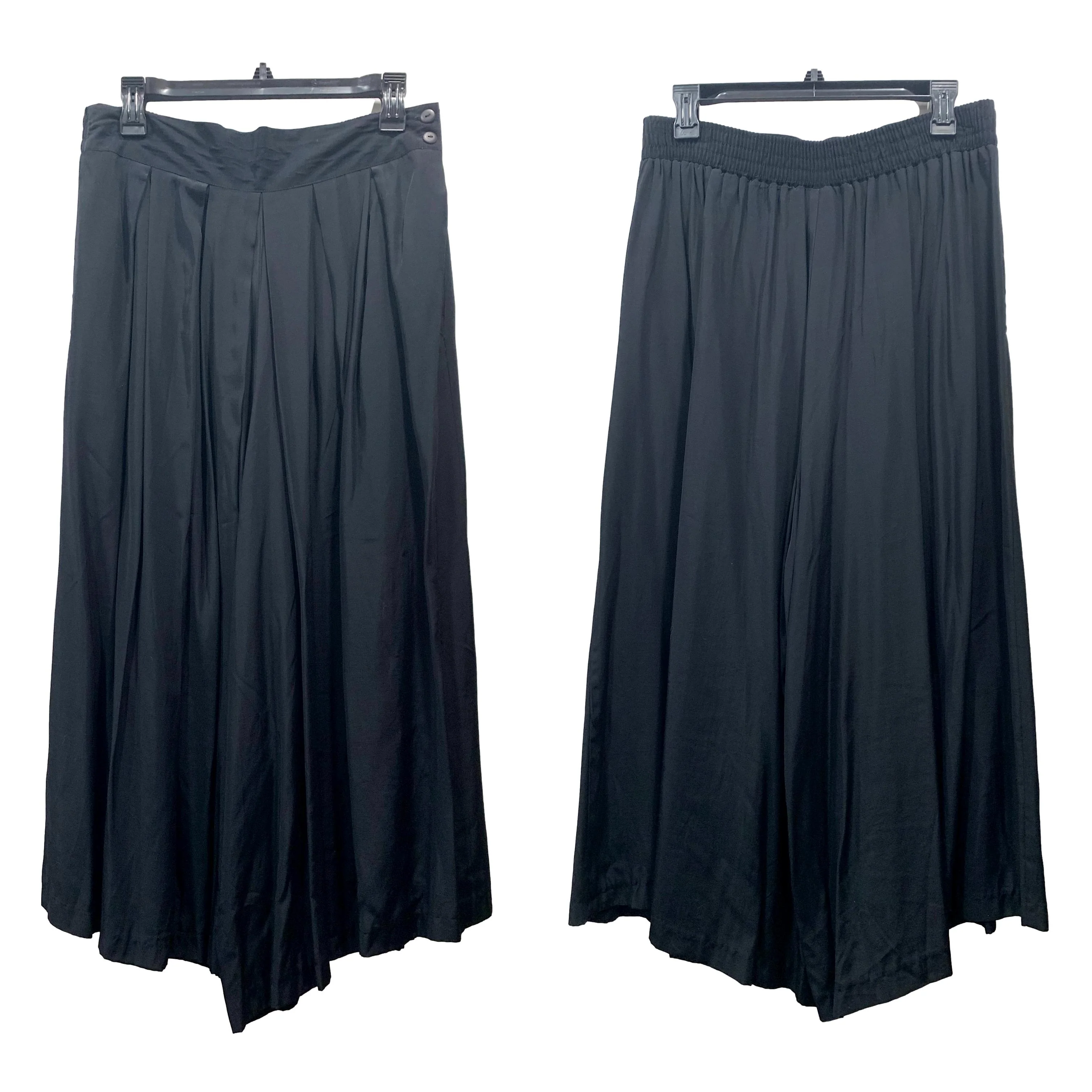 80s New Black Flowy Pleated Wide Leg Palazzo Pants By Fortina - Image 5