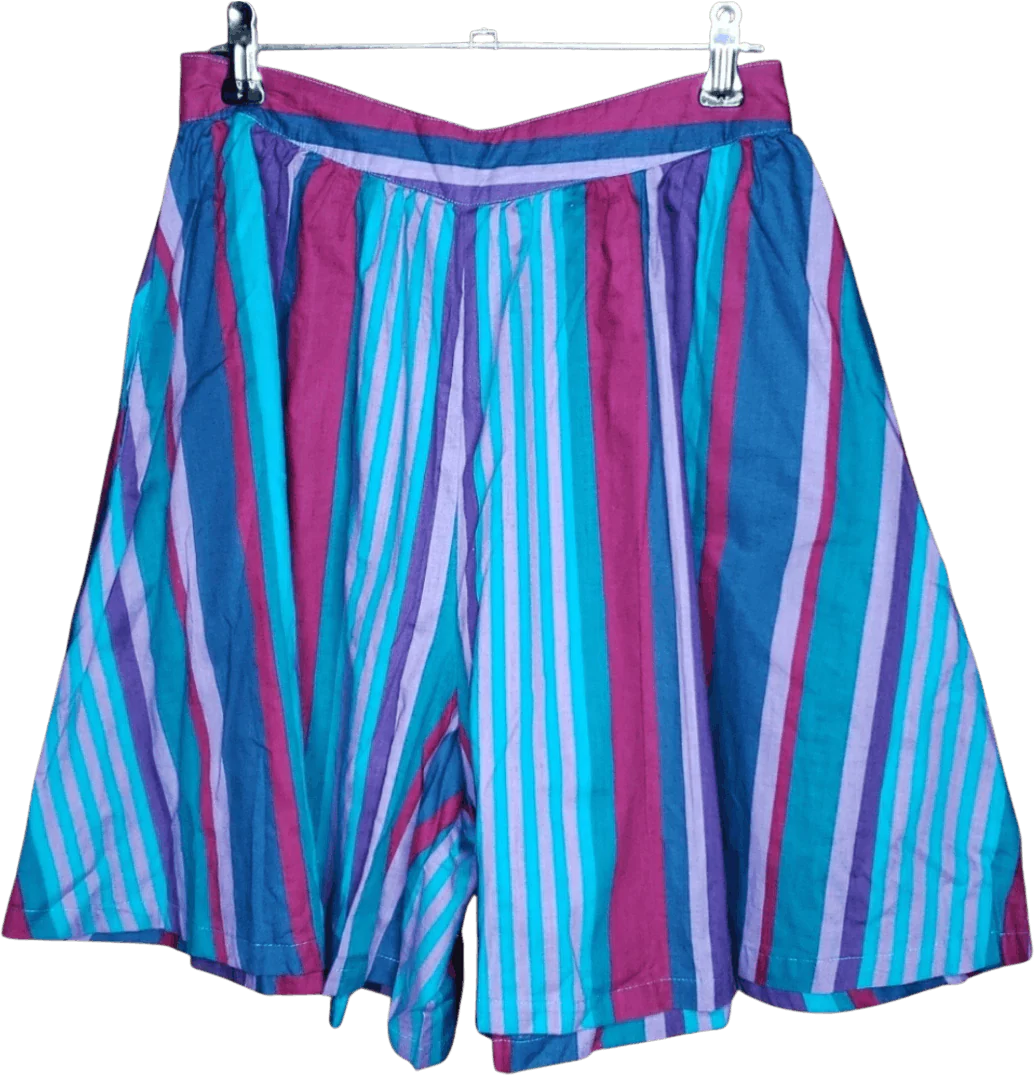80's New Wave Bright Striped Culotte Shorts by Esprit