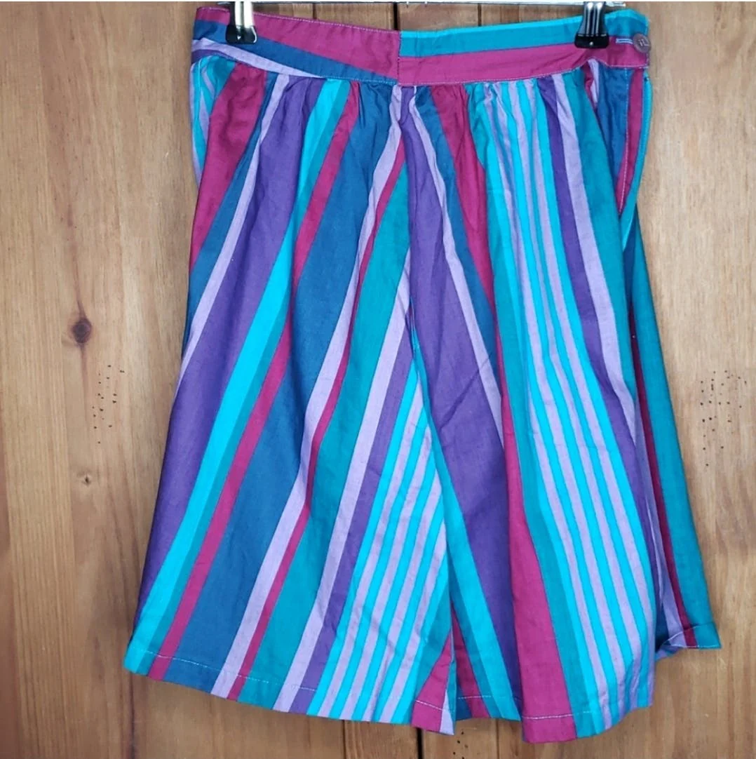80's New Wave Bright Striped Culotte Shorts by Esprit - Image 11