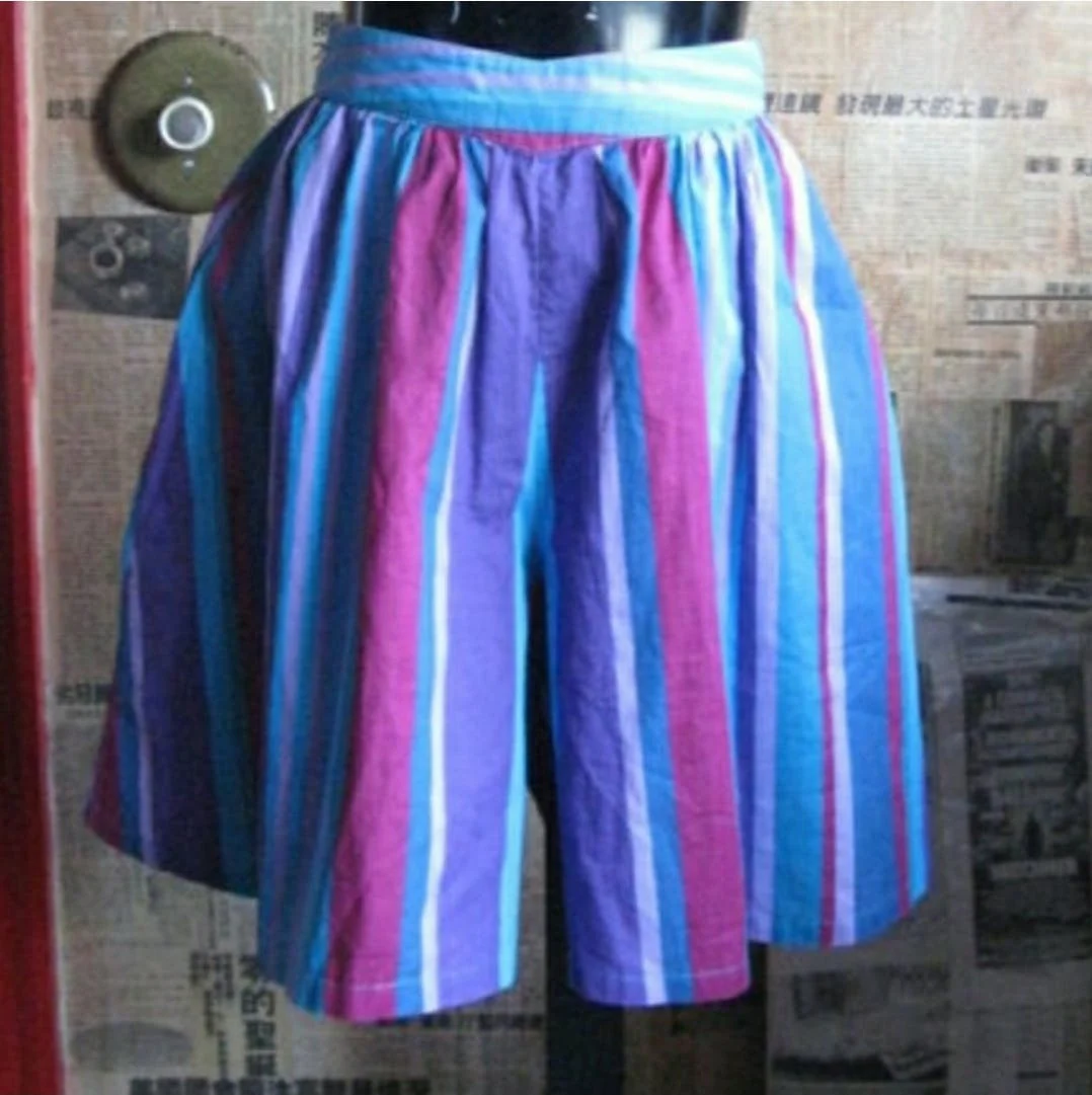 80's New Wave Bright Striped Culotte Shorts by Esprit - Image 13