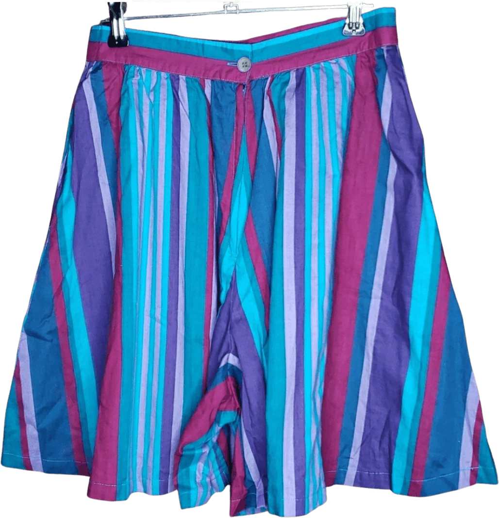 80's New Wave Bright Striped Culotte Shorts by Esprit - Image 2
