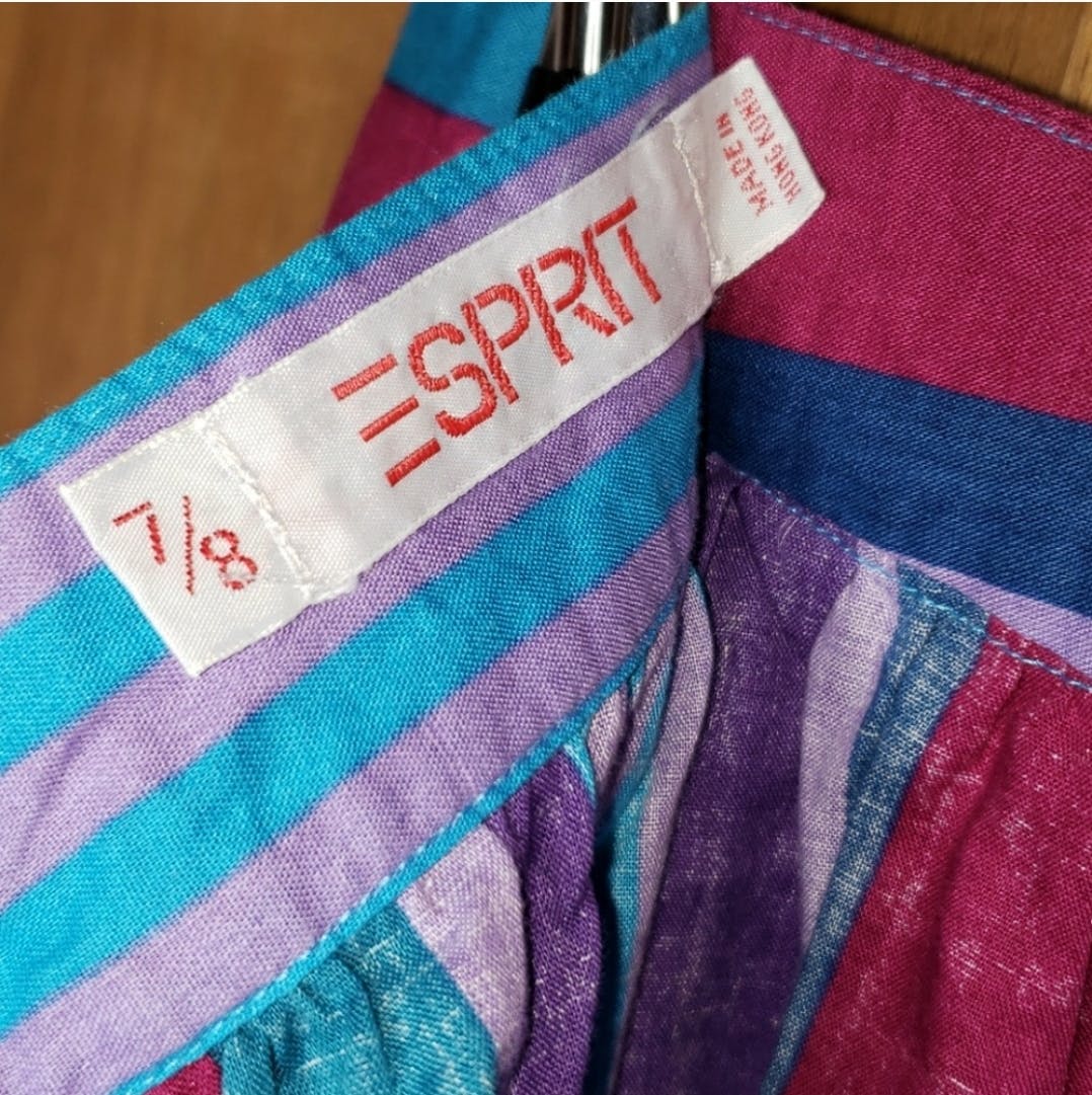 80's New Wave Bright Striped Culotte Shorts by Esprit - Image 4