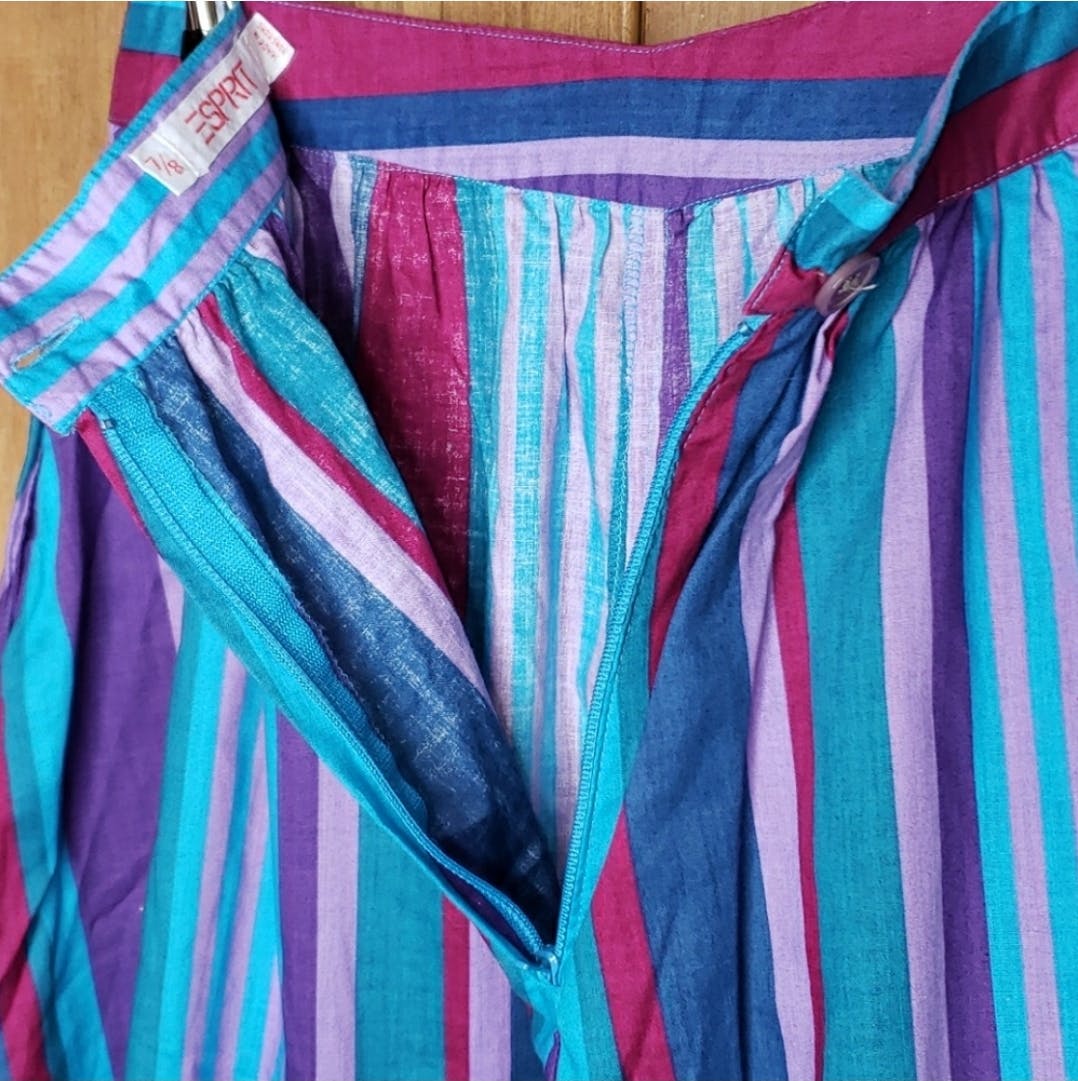 80's New Wave Bright Striped Culotte Shorts by Esprit - Image 5