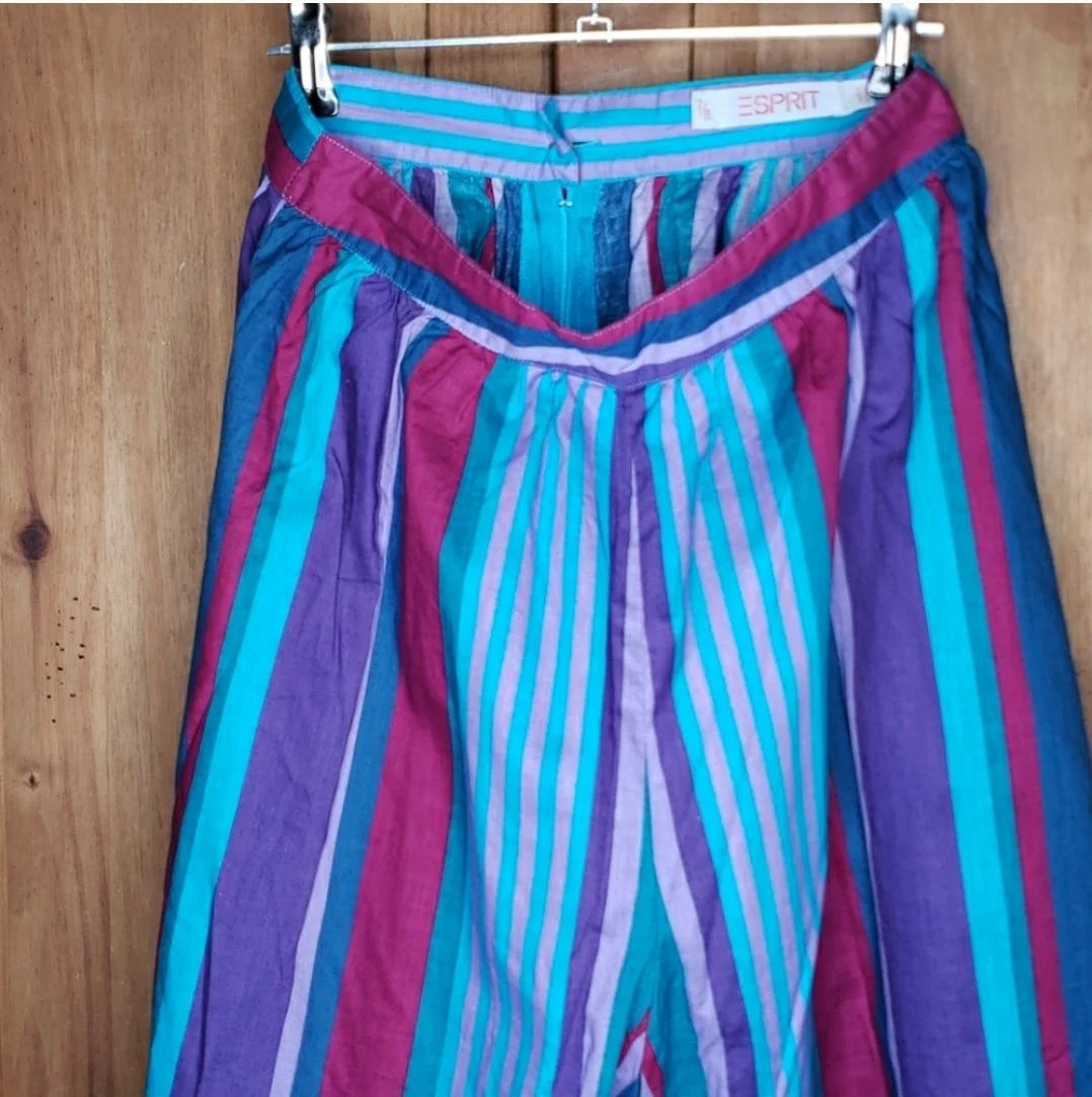 80's New Wave Bright Striped Culotte Shorts by Esprit - Image 6