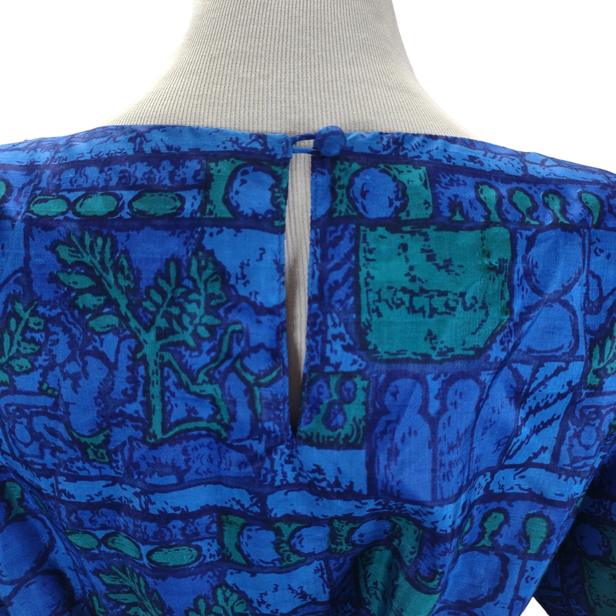 80s Novelty Print Belted Top Boxy Fit Boat Neck - Image 6