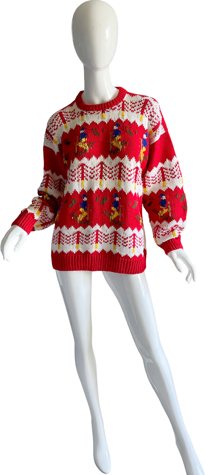 80s Novelty Ski Hand Woven Holiday Sweater By Amazonia's