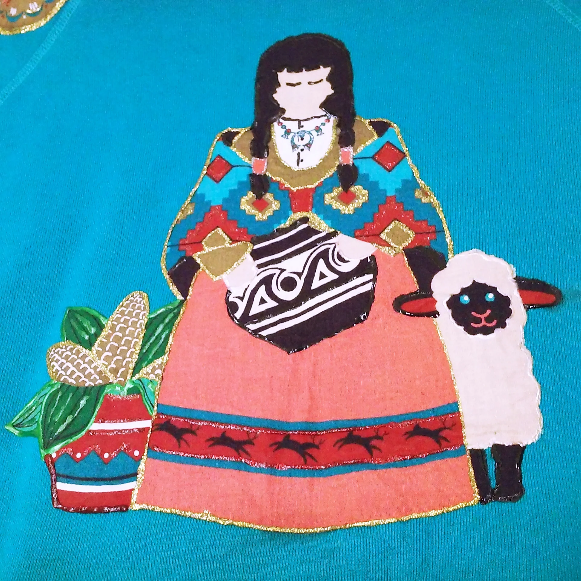 80s Novelty Southwest Single-stitch Sweatshirt by Hanes Her Way Usa-Made Artisan Handcrafted Embellished Applique - Image 5