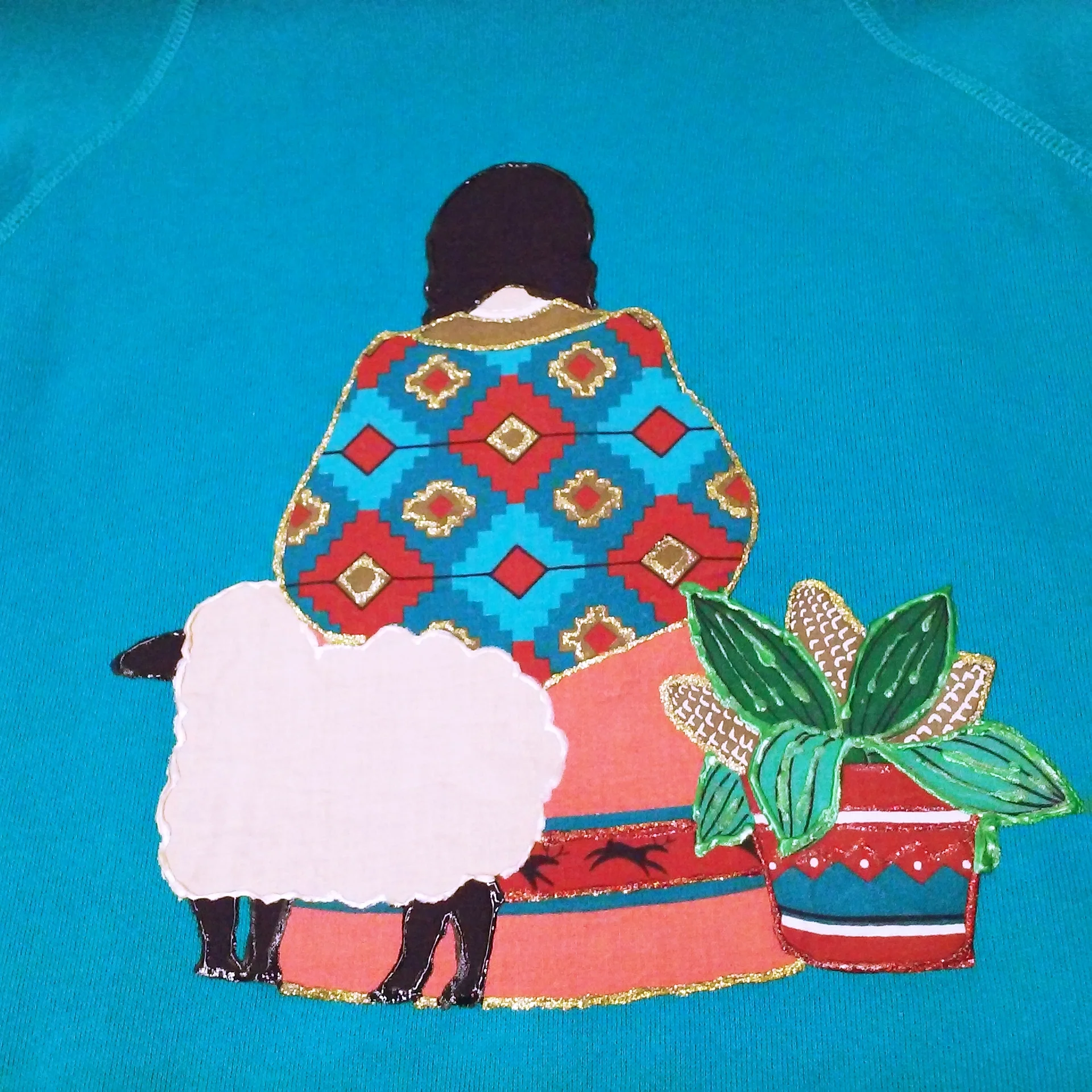 80s Novelty Southwest Single-stitch Sweatshirt by Hanes Her Way Usa-Made Artisan Handcrafted Embellished Applique - Image 9