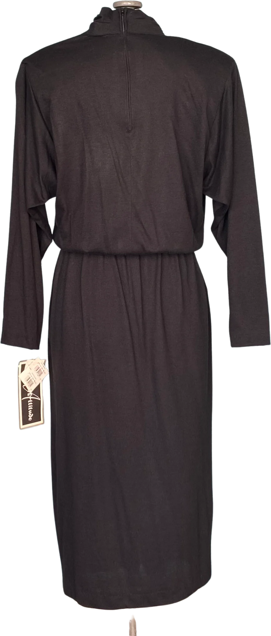 80s Nwt Button Front Black 80s Womens Shift Dress By Positive Attitudes / Made In Usa - Image 2
