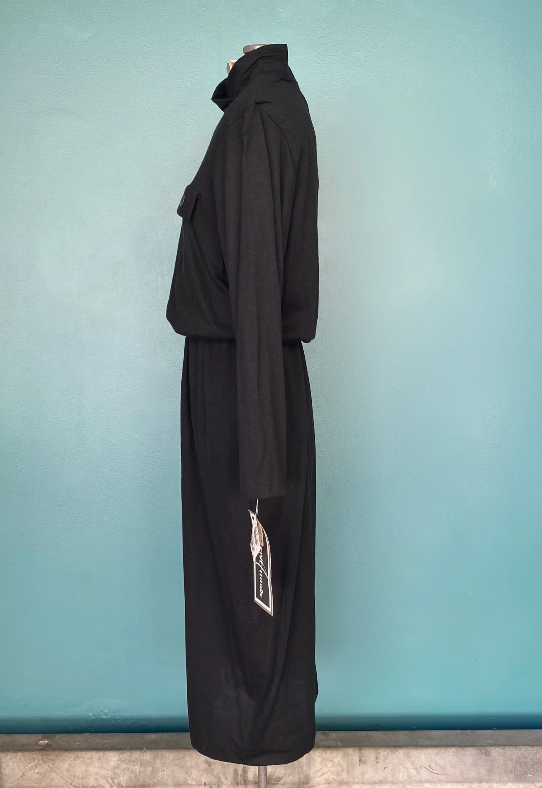 80s Nwt Button Front Black 80s Womens Shift Dress By Positive Attitudes / Made In Usa - Image 9