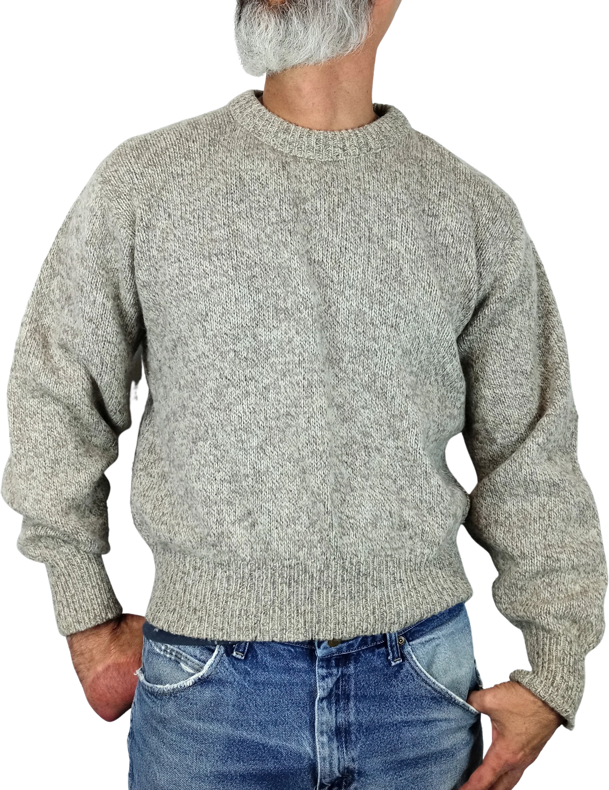 80s Oatmeal Gray Ragg Wool Crewneck Sweater By Eddie Bauer