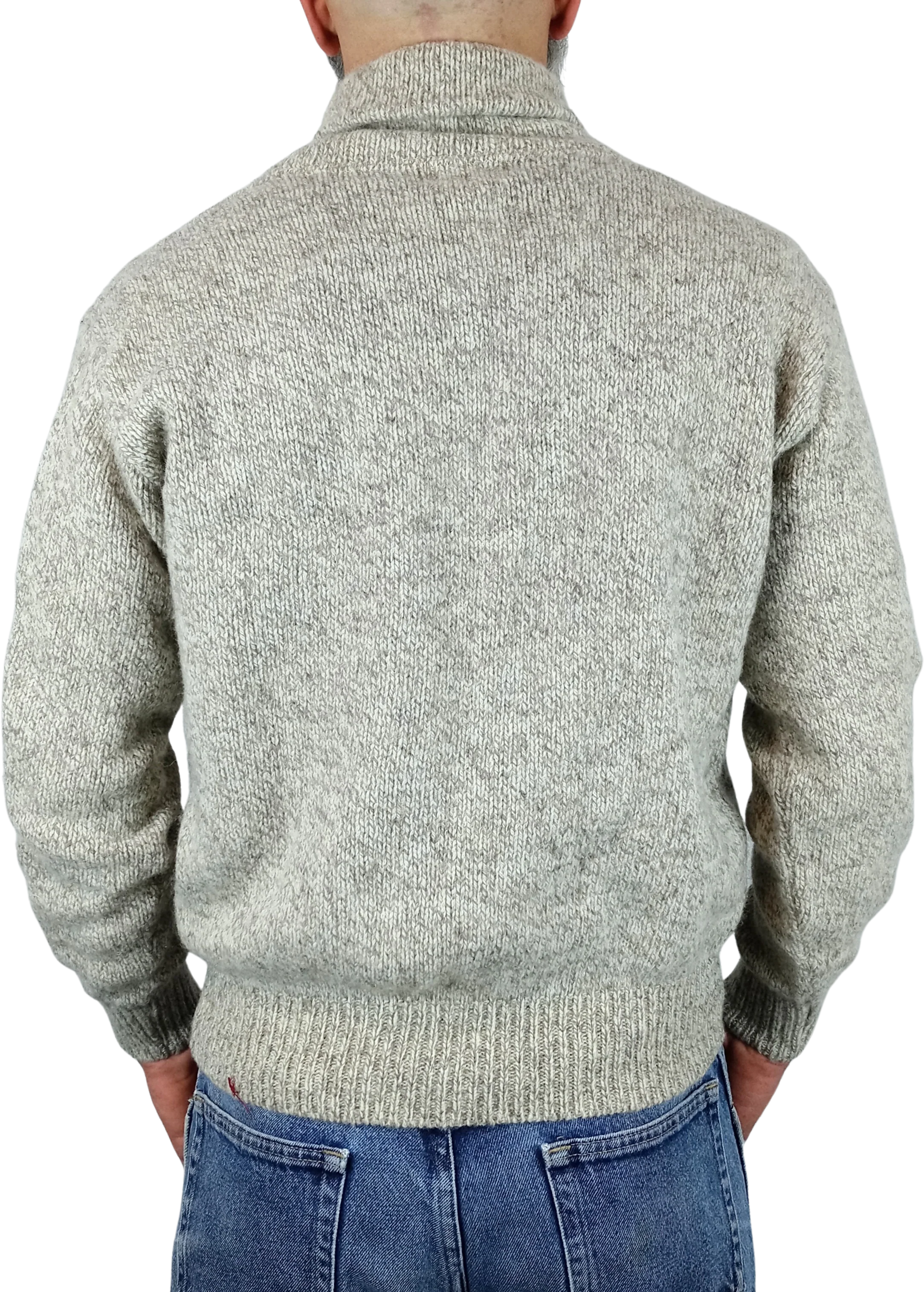 80s Oatmeal Rag Wool Shawl Collar Sweater By L.L. Bean - Image 2