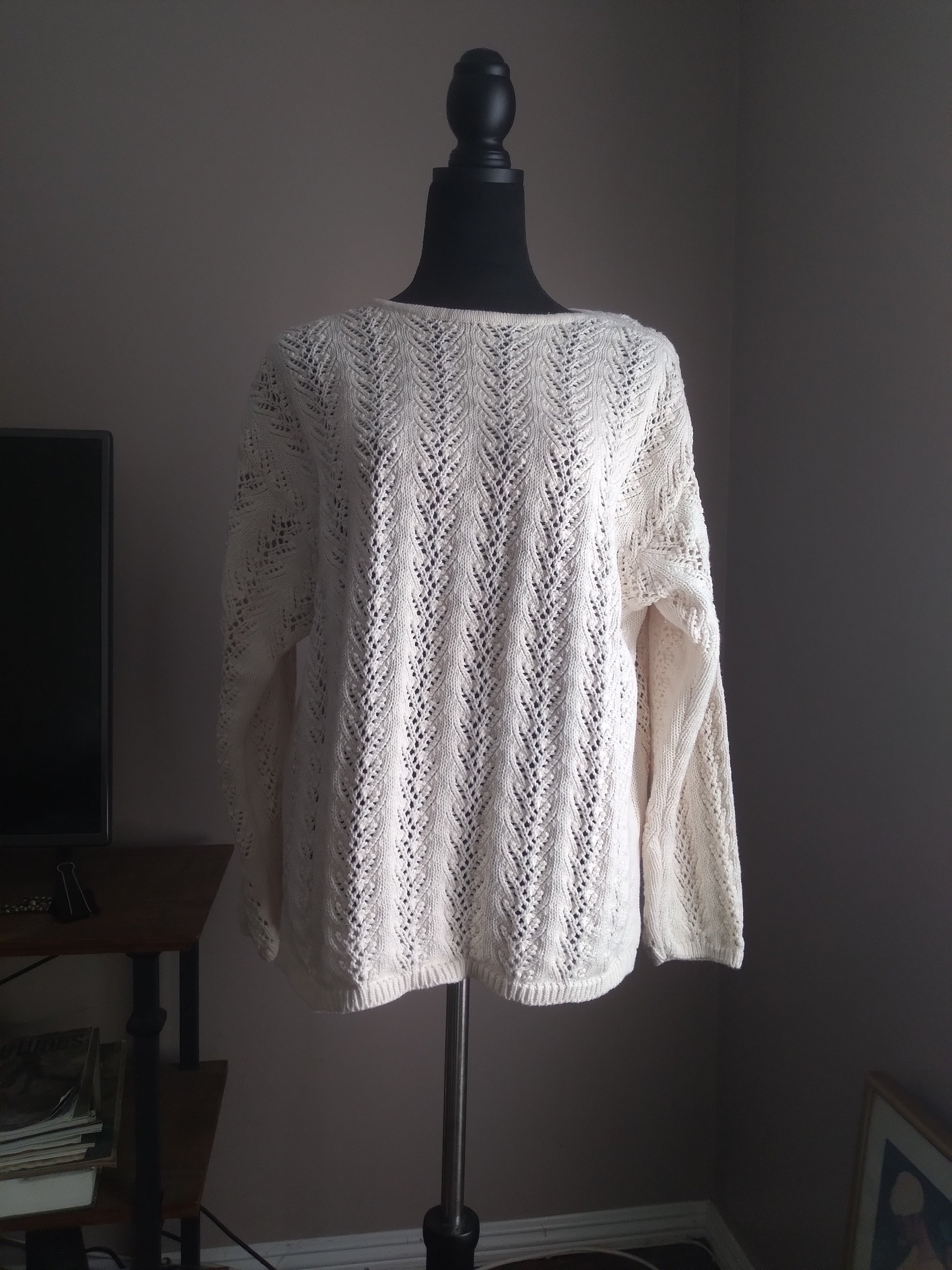80s Off White Cable Knit Sweater By Liz Claiborne - Image 3