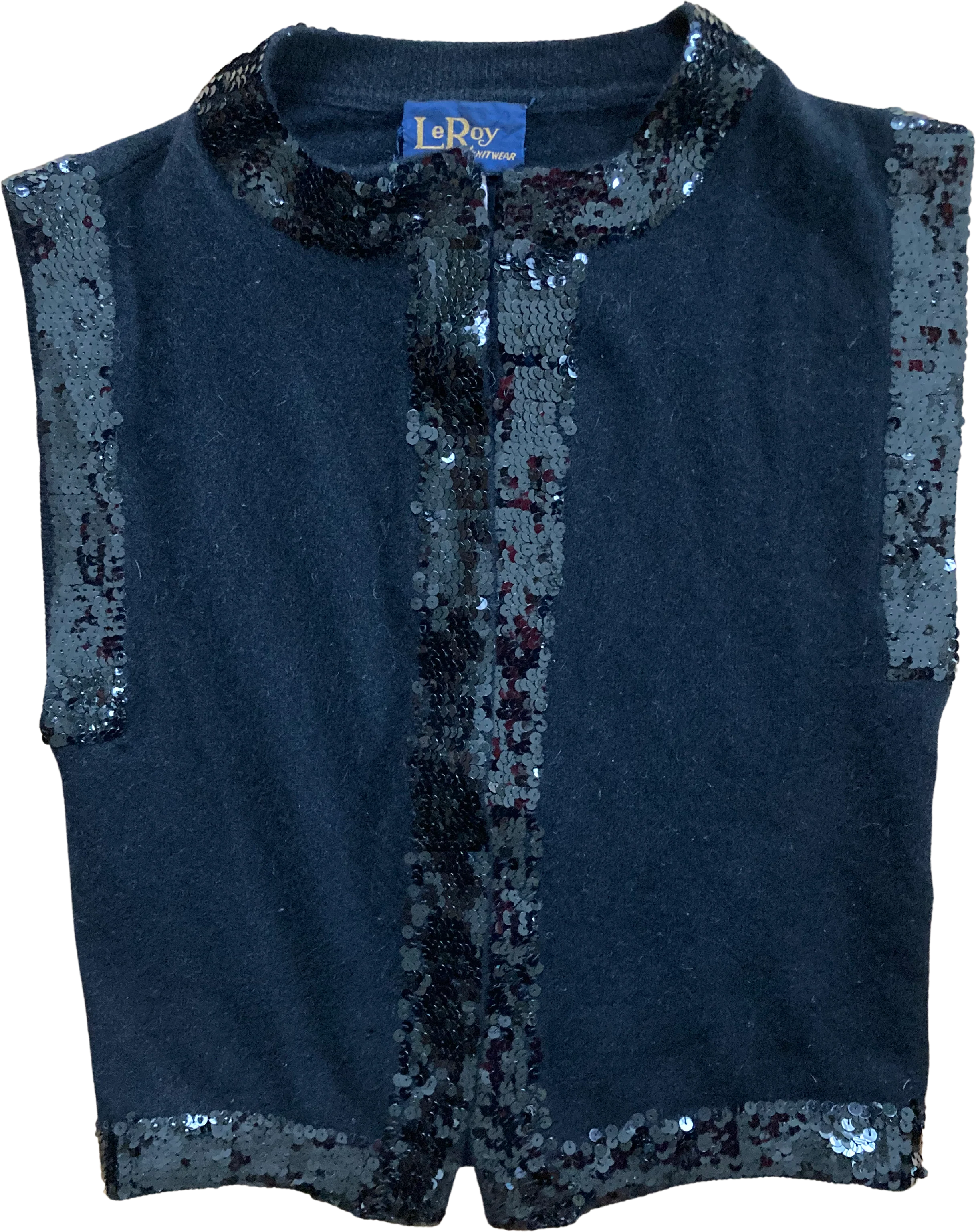 80s Open Front Sequinned Vest By Le Roy Knitwear