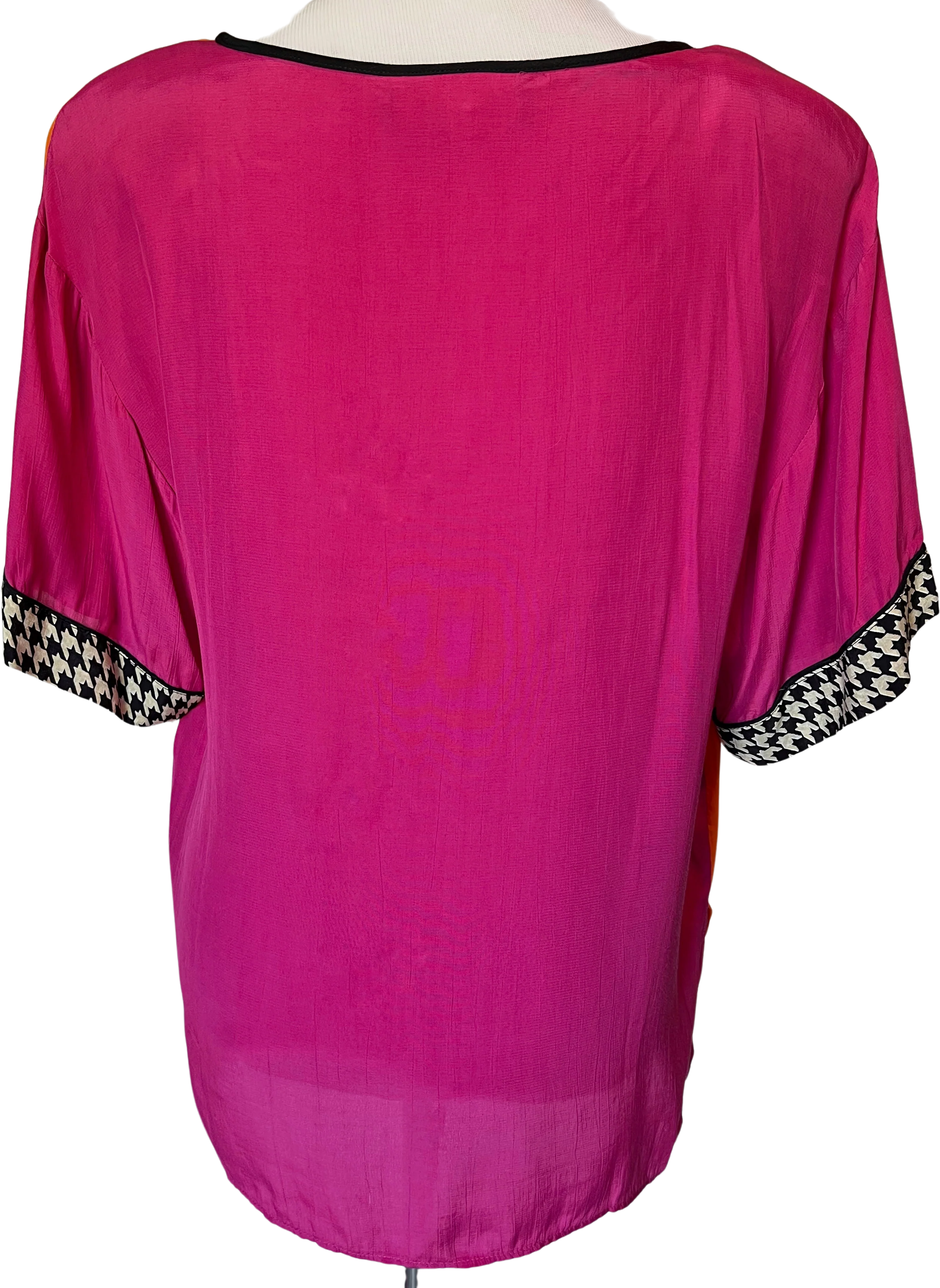 80s Orange And Pink Colorblock Short Sleeve Top By Platinum by Dorothy Schoelen - Image 2