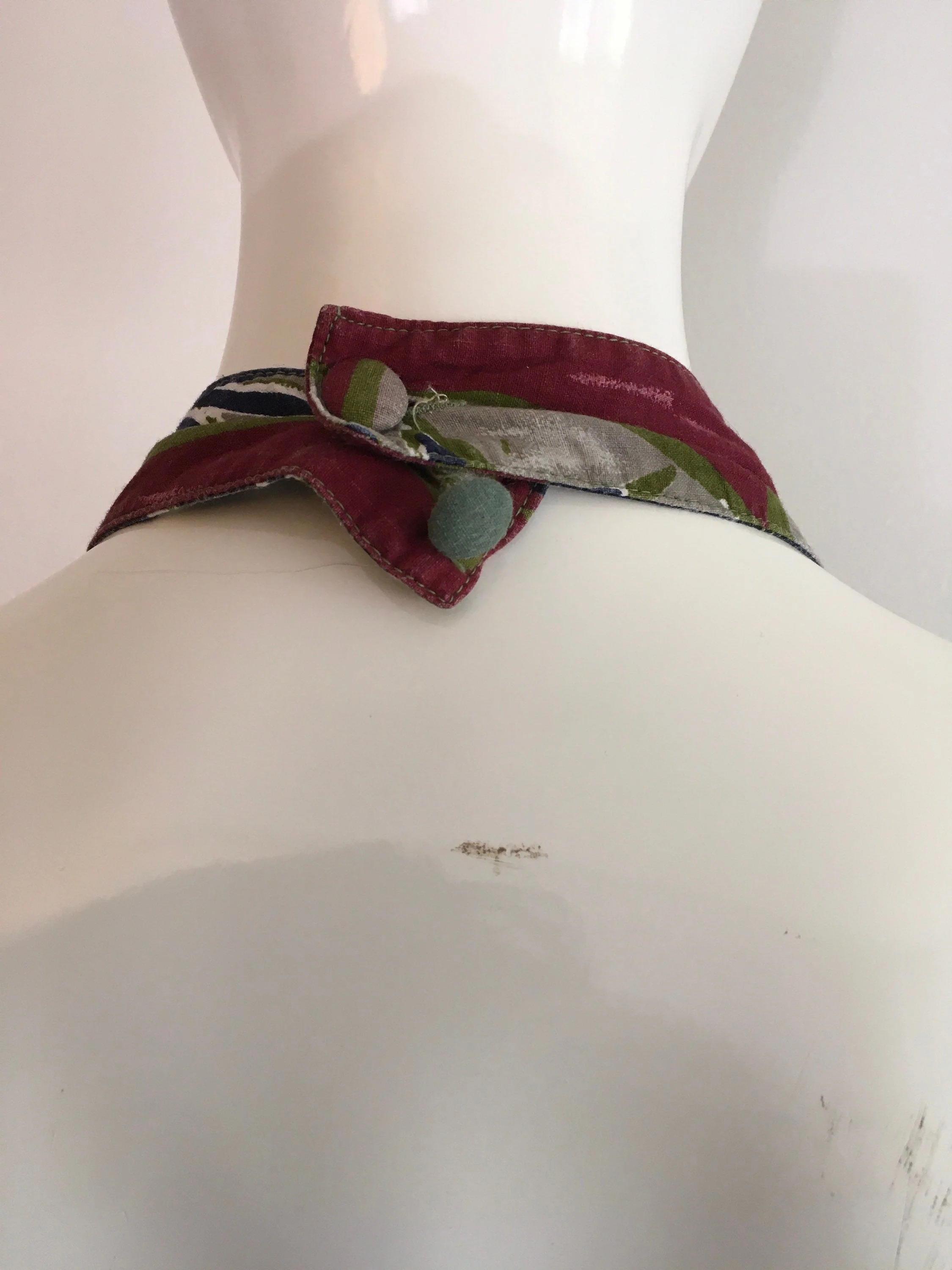 80's Orchids and Acanthus Leaves Halter Summer Dress - Image 6