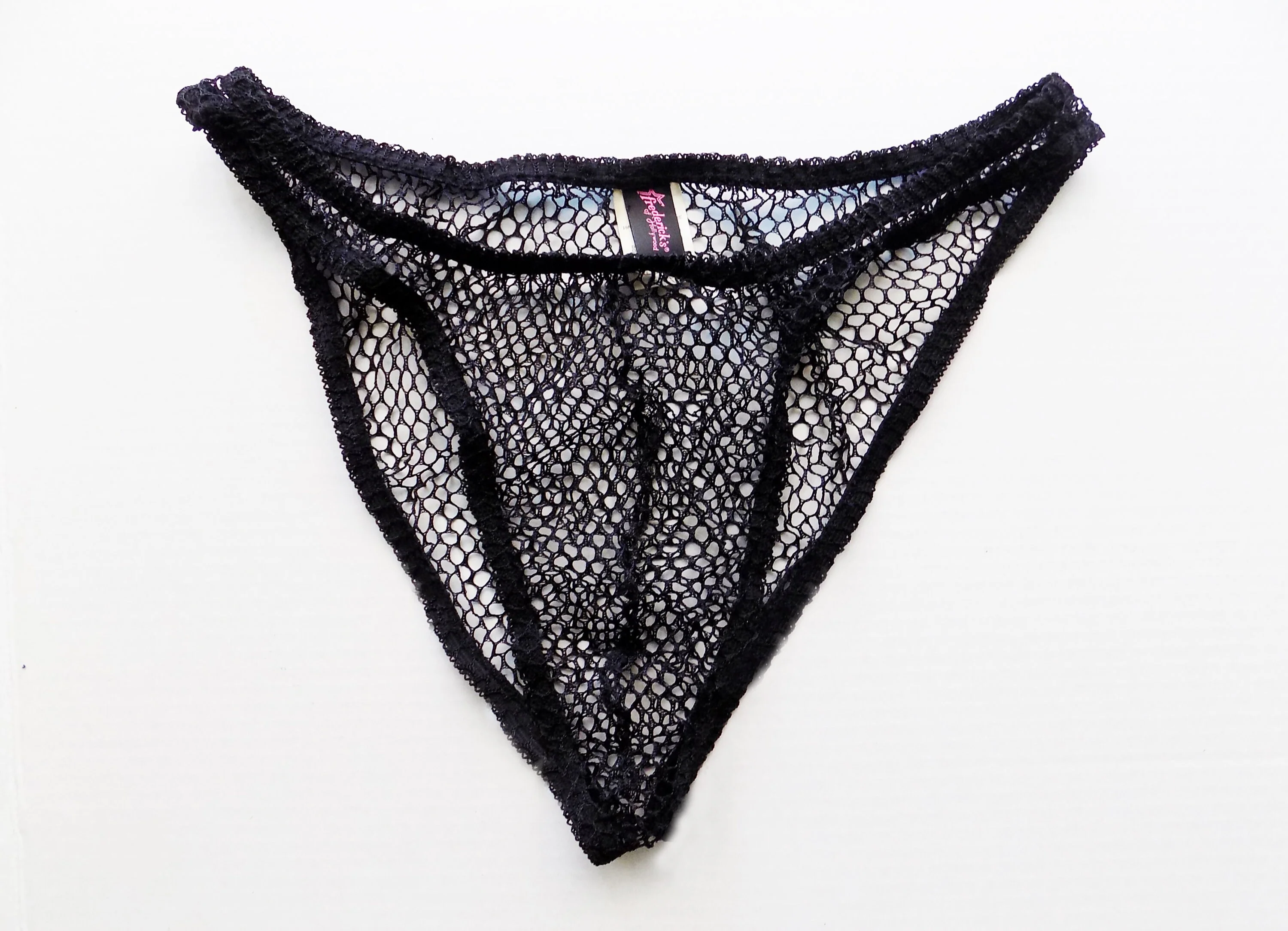 80s Original Men's Fishnet Briefs Black Large Kinky Sexy 30" 40" Waist 12" Top To Bottom Underwear by Fredricks of Hollywood - Image 3